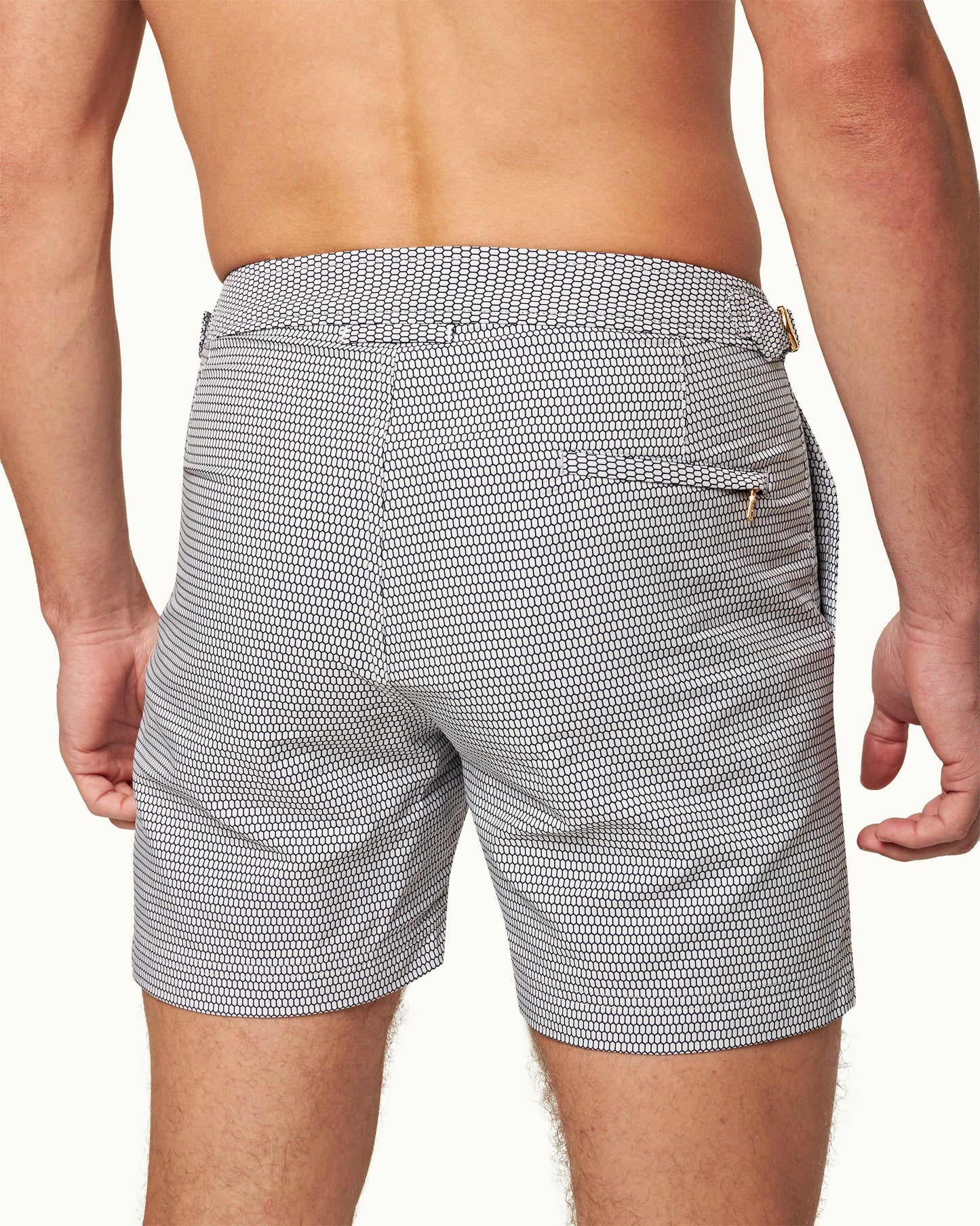 Bulldog X - Mens Navy/Cloud Fenella Jacquard Mid-Length Swim Shorts Detail 1 View