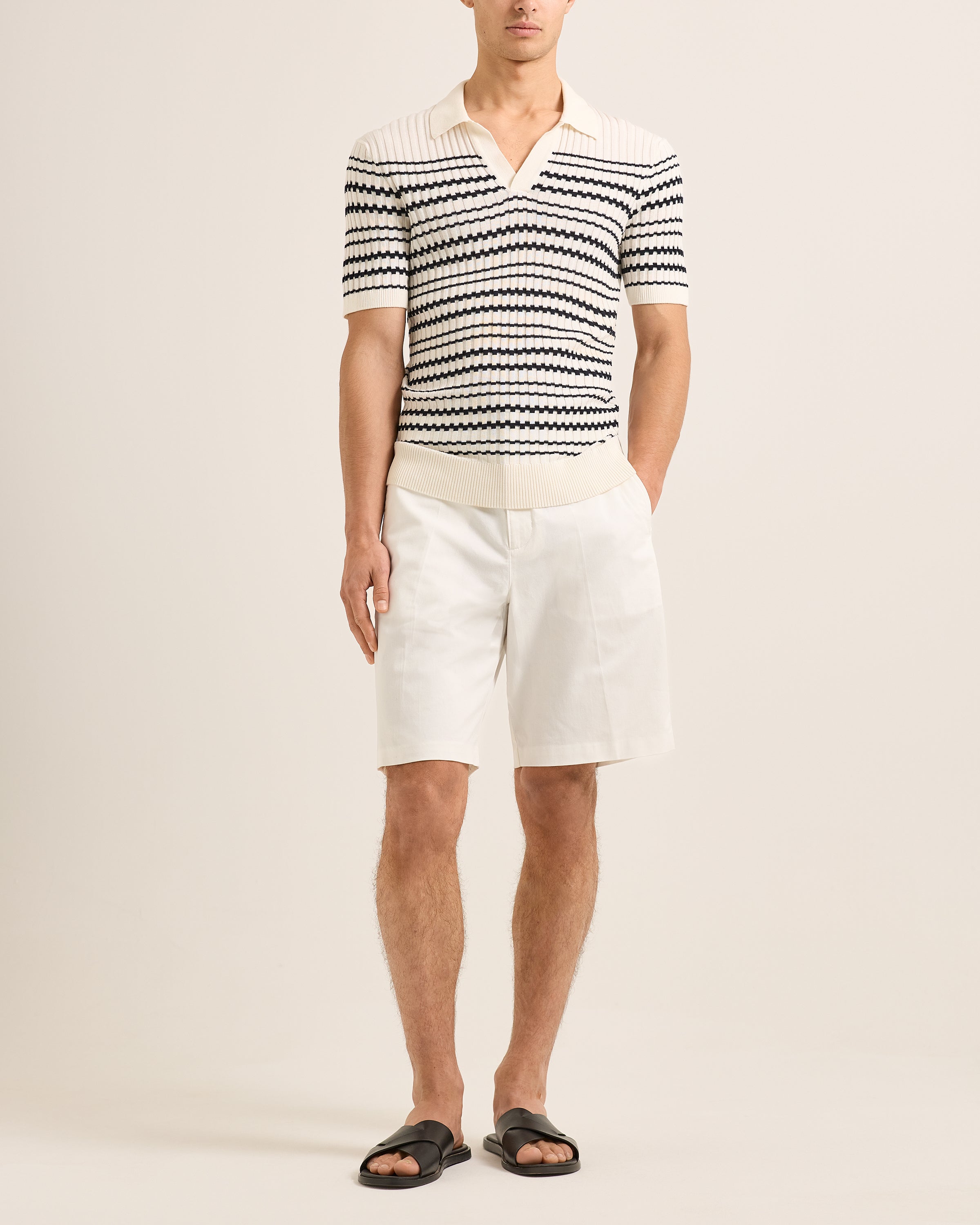 Orlebar | Shirt Polo Knitted White Mens ホワイト長袖ポロシャツ BROWN ORLEBAR Brown BROWN ORLEBAR – トップス