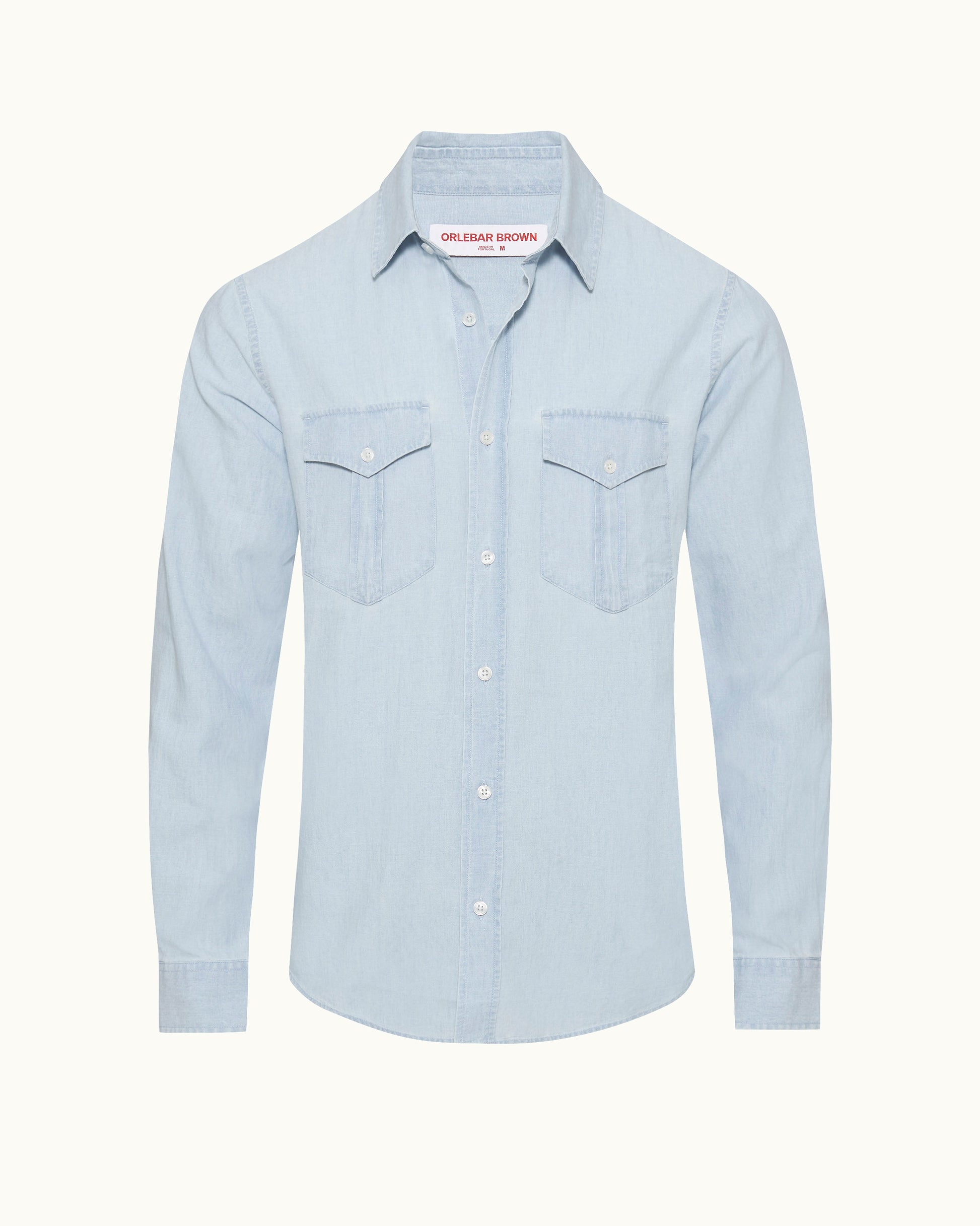 blue chambray dress shirt Long Sleeve Blue Chambray Shirt with Magnetic Closures Blue / Small