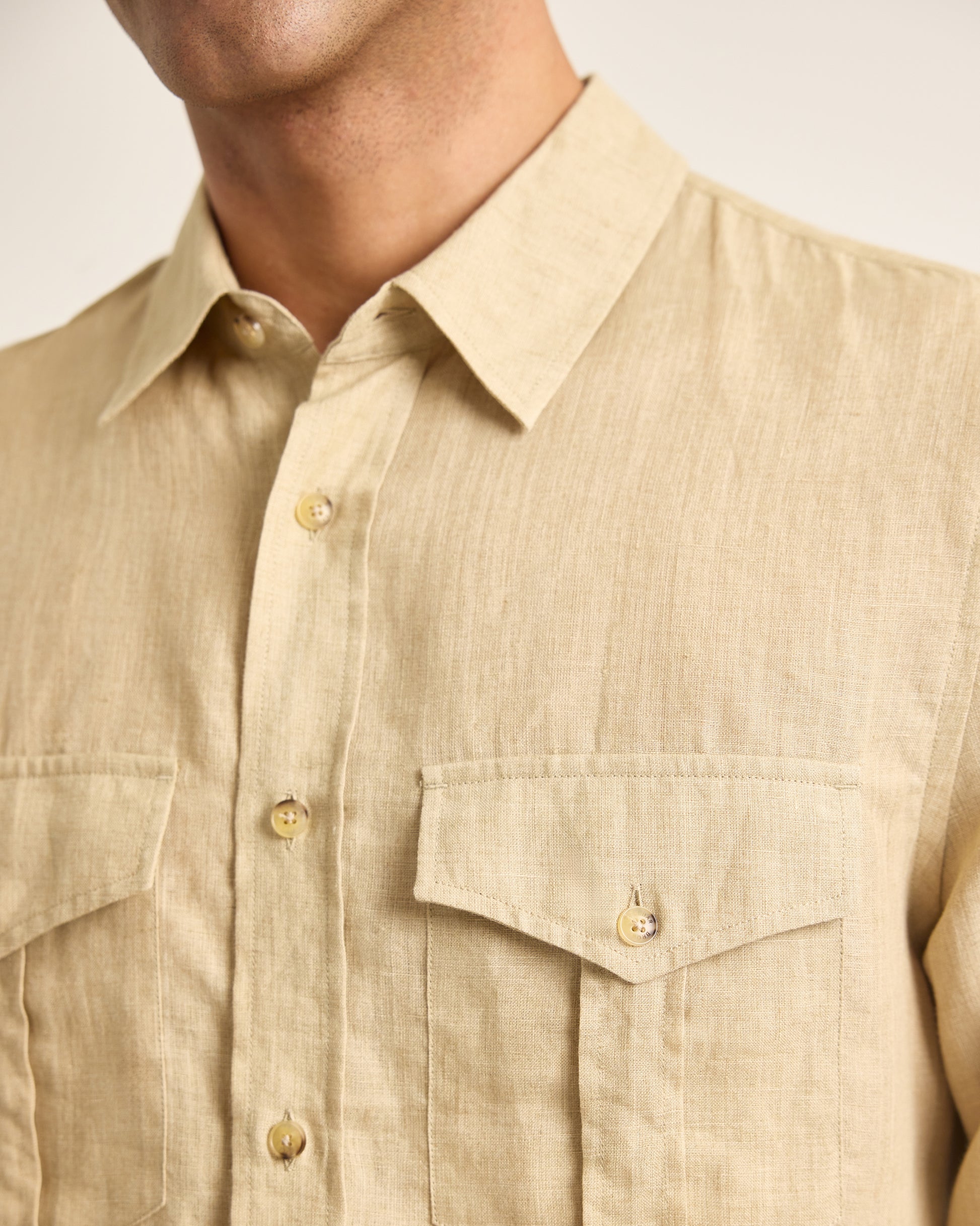ORLEBAR BROWN Beige Linen Shirt | Refined Everyday Summer Layer - BISCUIT / XL ORLEBAR BROWN Beige Linen Shirt | Refined Everyday Summer Layer - BISCUIT / XL