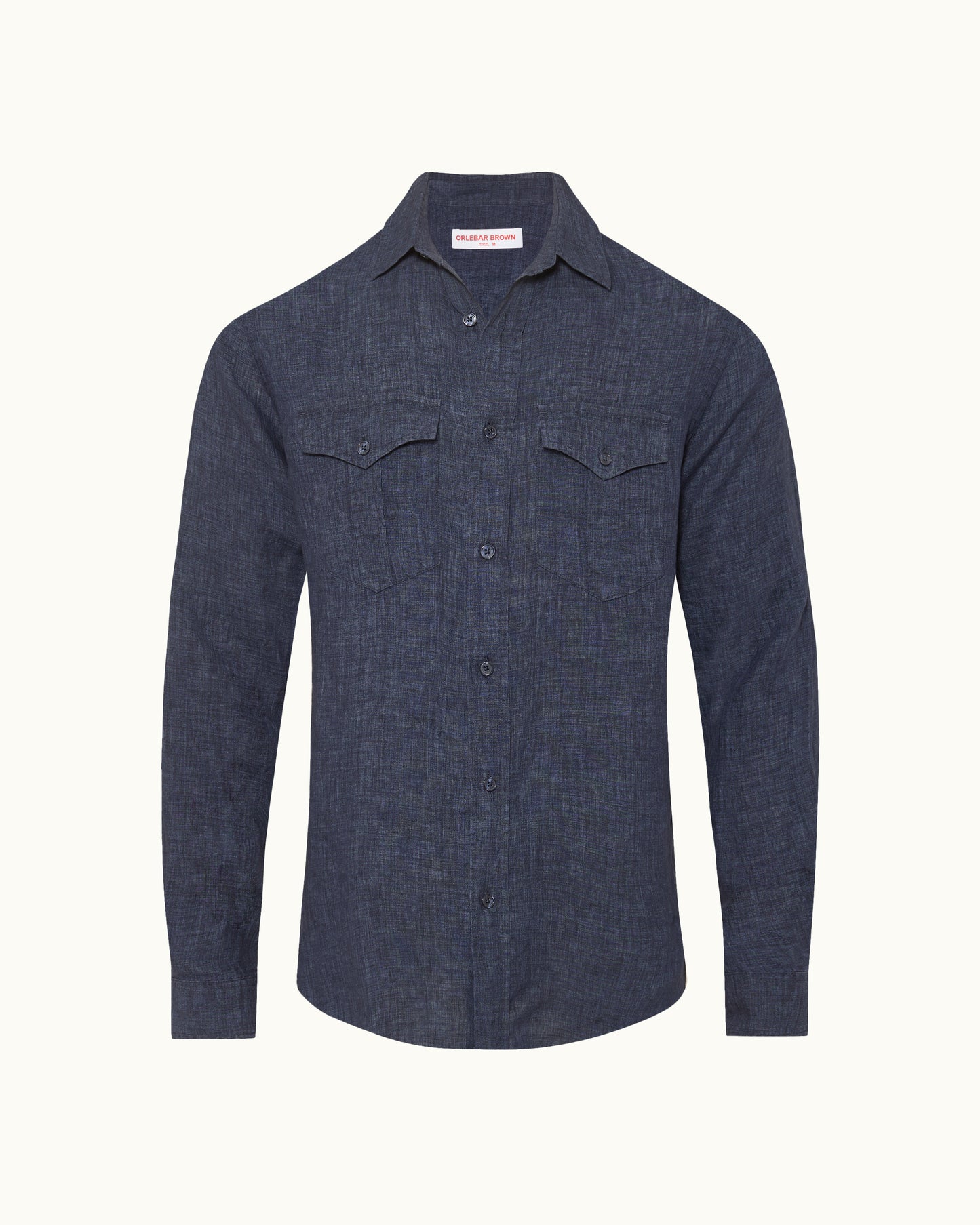 Blue denim shirt on a white background