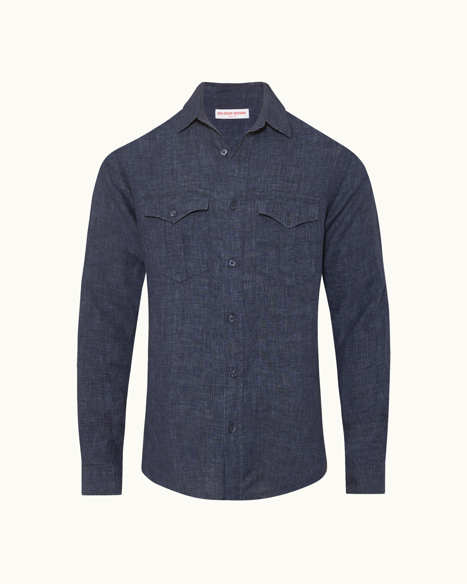 Blue denim shirt on a white background