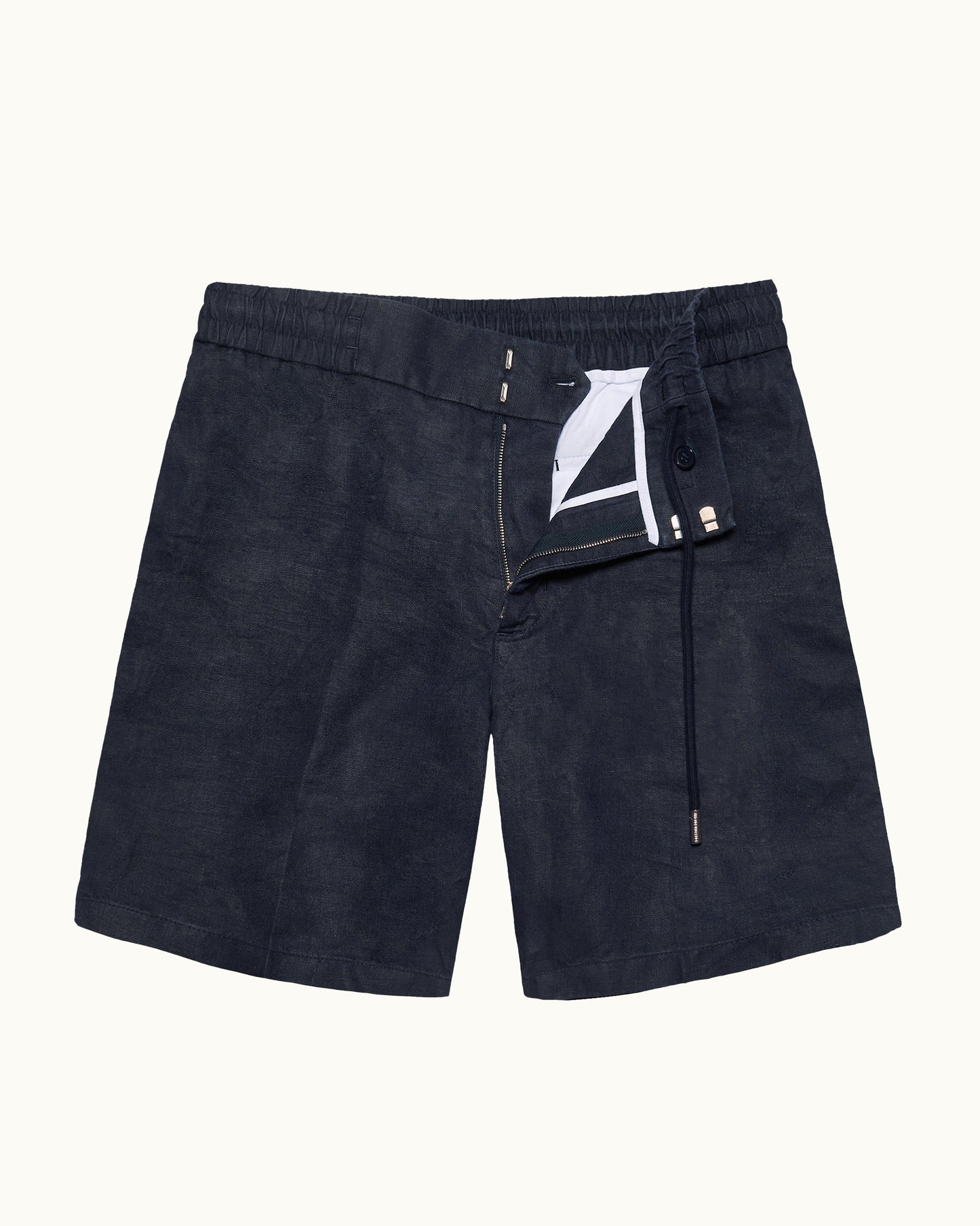 Navy blue shorts on a white background