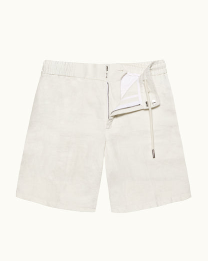 White shorts with a drawstring on a white background