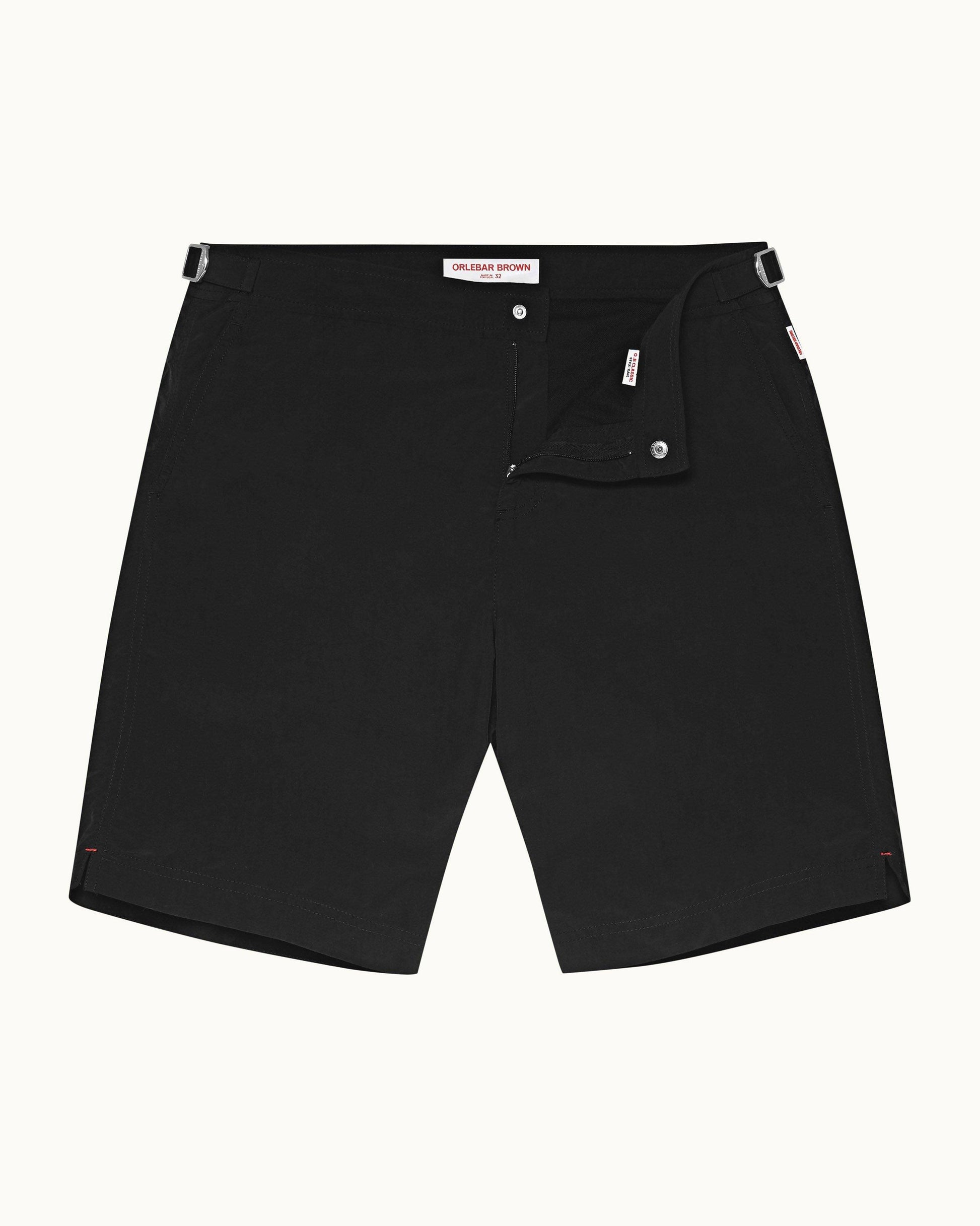 Dane - Mens Black Longest-Length Swim Shorts Front View