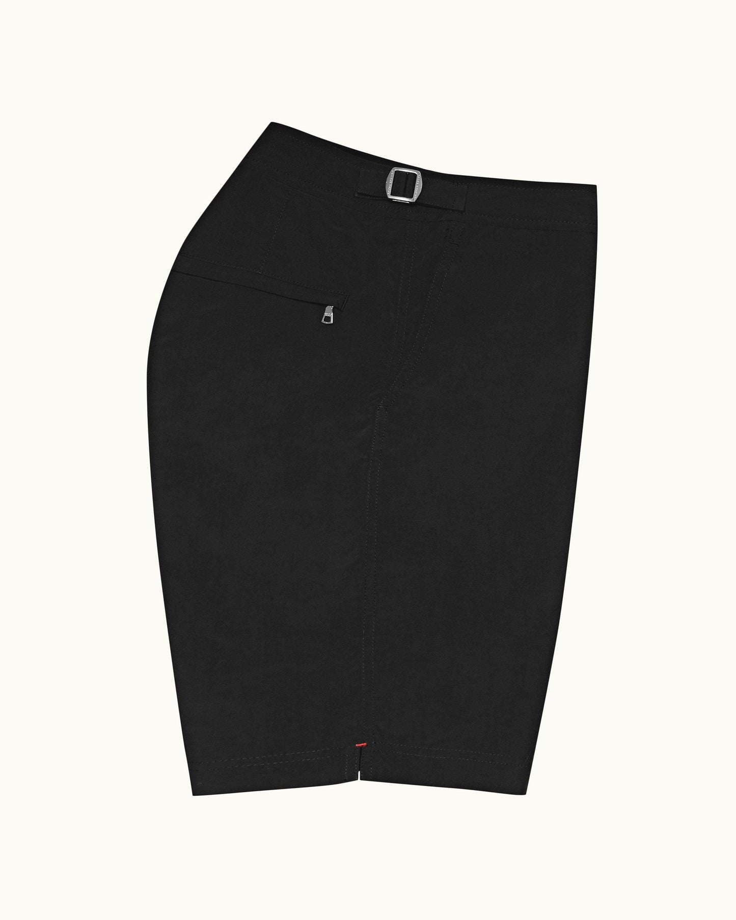 Dane - Mens Black Longest-Length Swim Shorts Side View