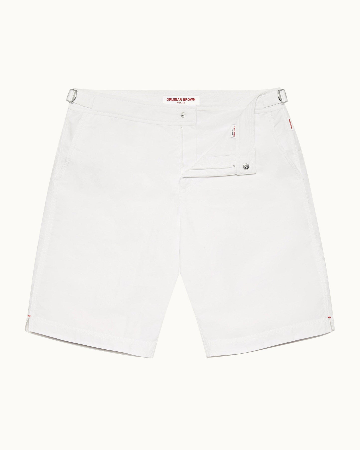 Dane - Mens White Longest-Length Swim Shorts Front View