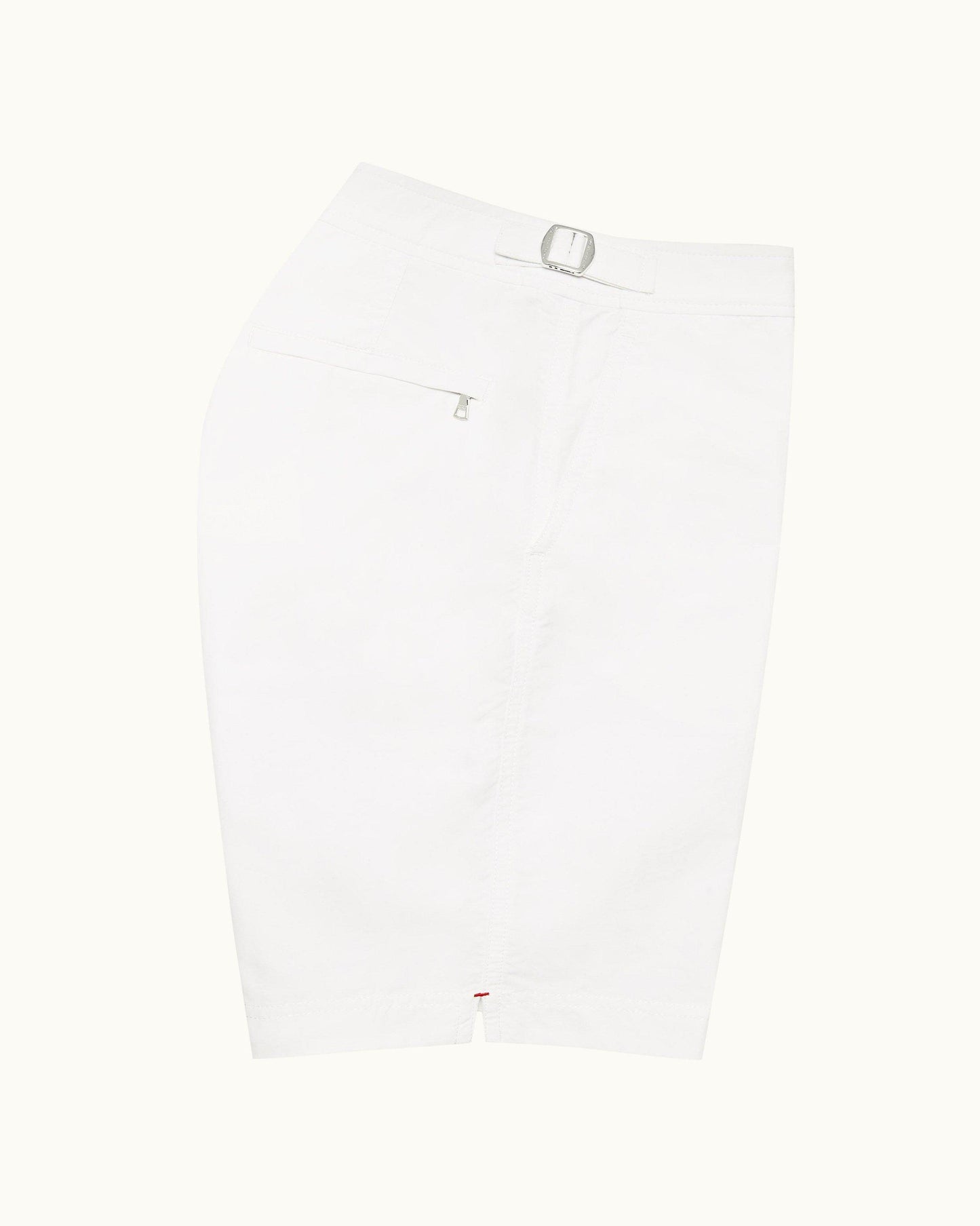 Dane - Mens White Longest-Length Swim Shorts Side View