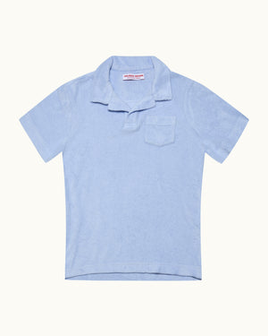 Light blue polo shirt on a white background