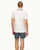 Dominic - Mens White Tipping Collar Knit Polo Shirt Back Model View