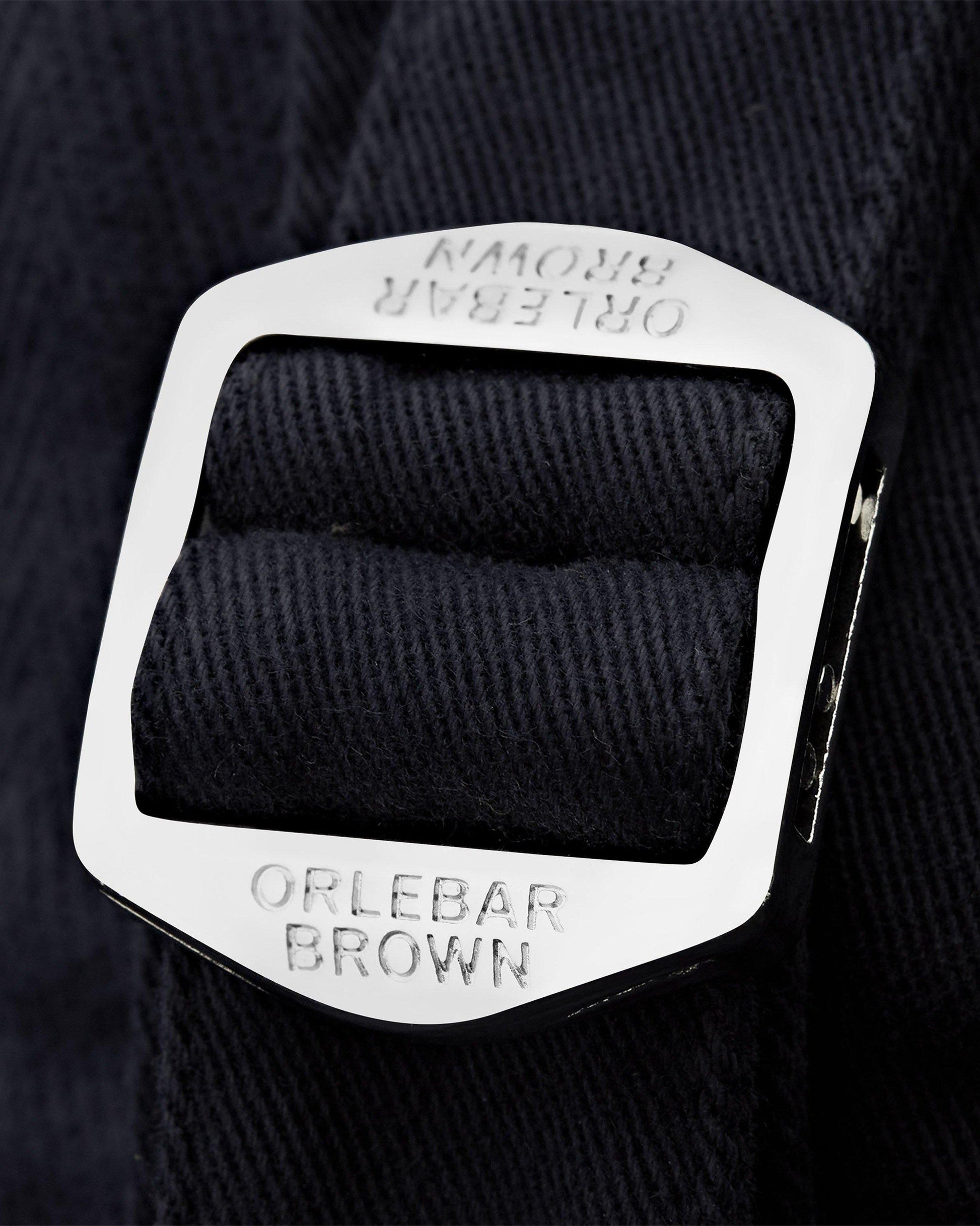 Fallon Stretch - Mens Dark Navy Tailored Fit Stretch-Cotton Chinos Buckle Detail View