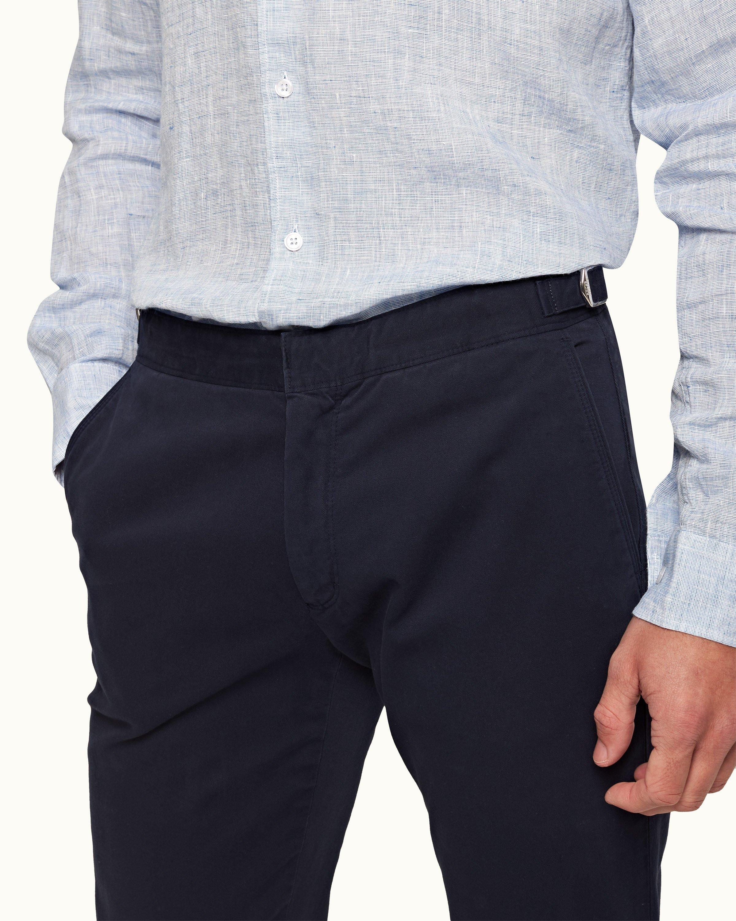 Fallon Stretch - Mens Dark Navy Tailored Fit Stretch-Cotton Chinos Detail View