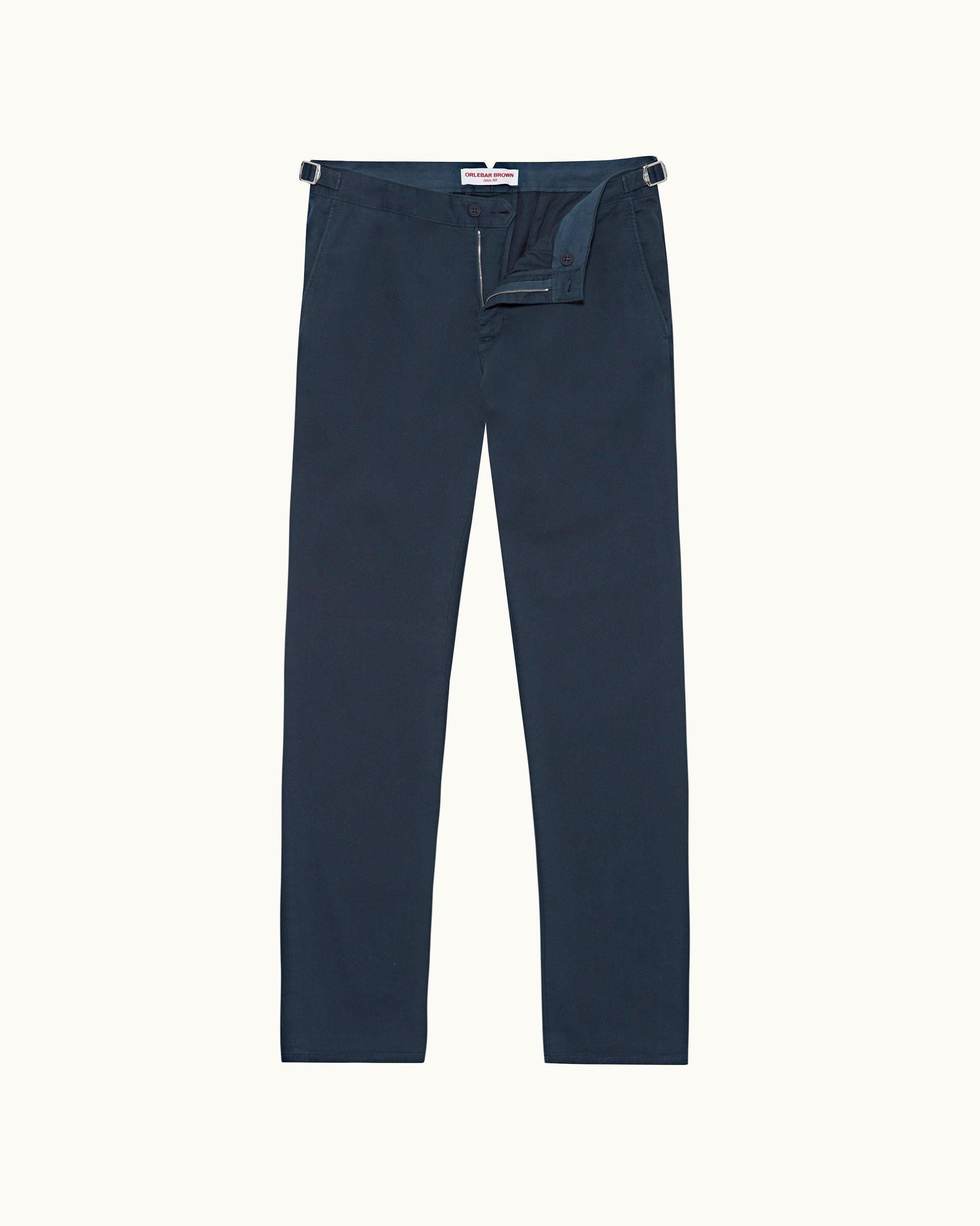 Fallon Stretch - Mens Dark Navy Tailored Fit Stretch-Cotton Chinos Front View