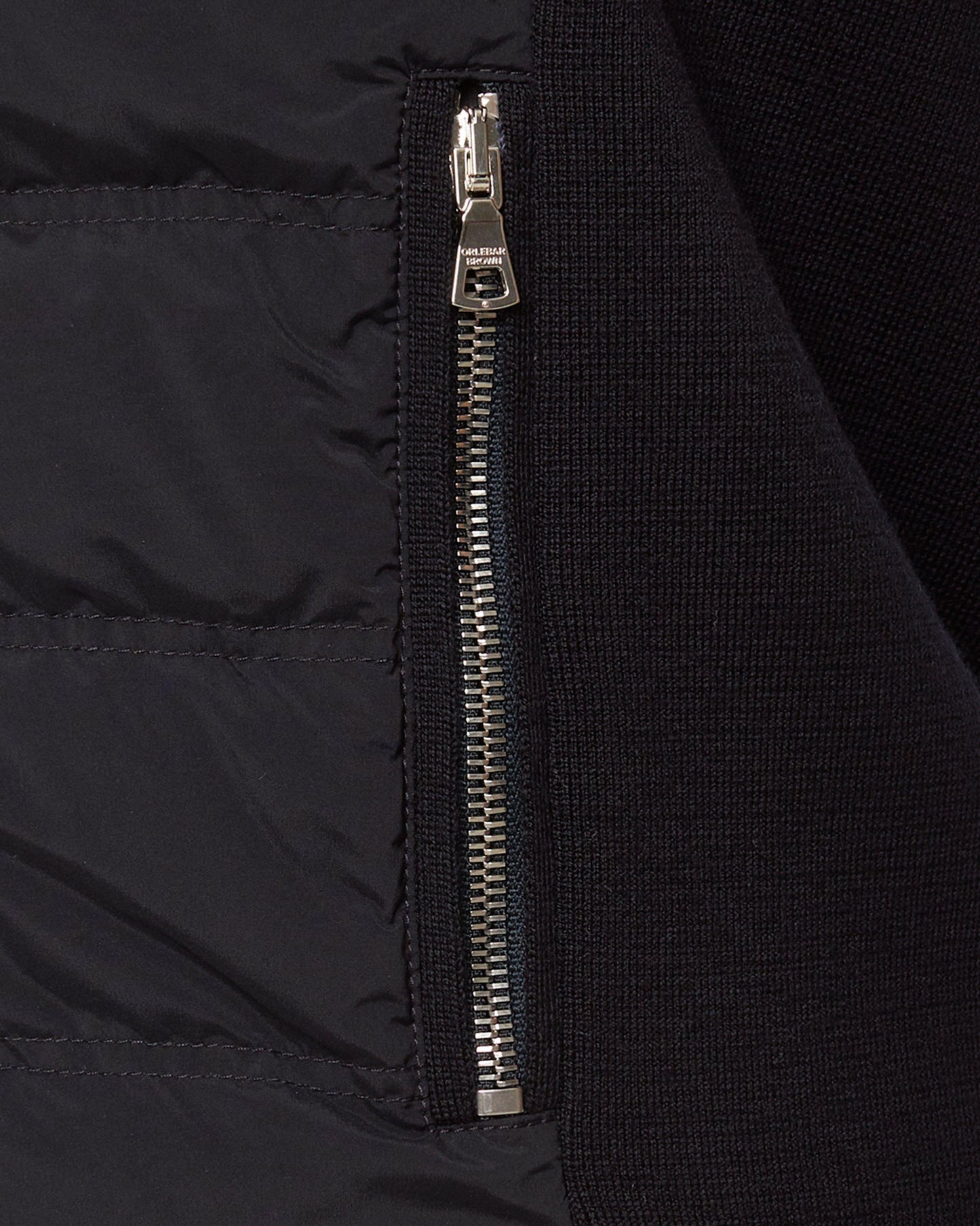 Fitzroy - Mens Night Iris Down-Fill Knitted Panel Gilet Detail 2 View