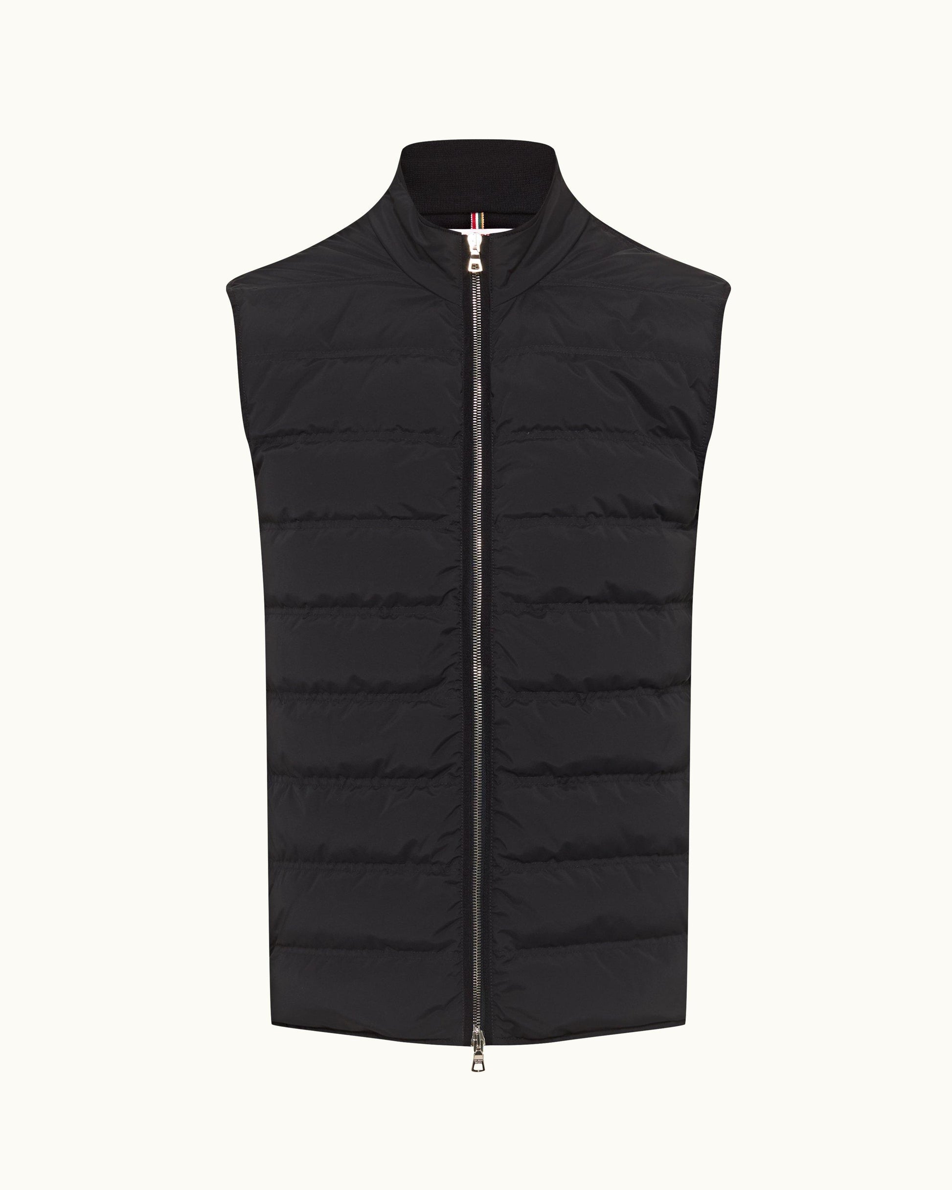 Fitzroy - Mens Night Iris Down-Fill Knitted Panel Gilet Front View