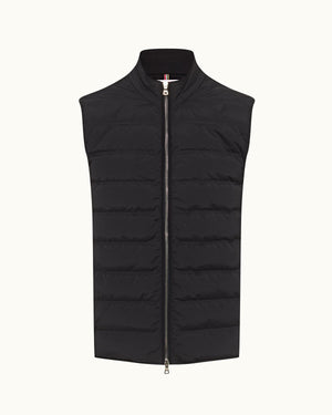Fitzroy - Mens Night Iris Down-Fill Knitted Panel Gilet Front View