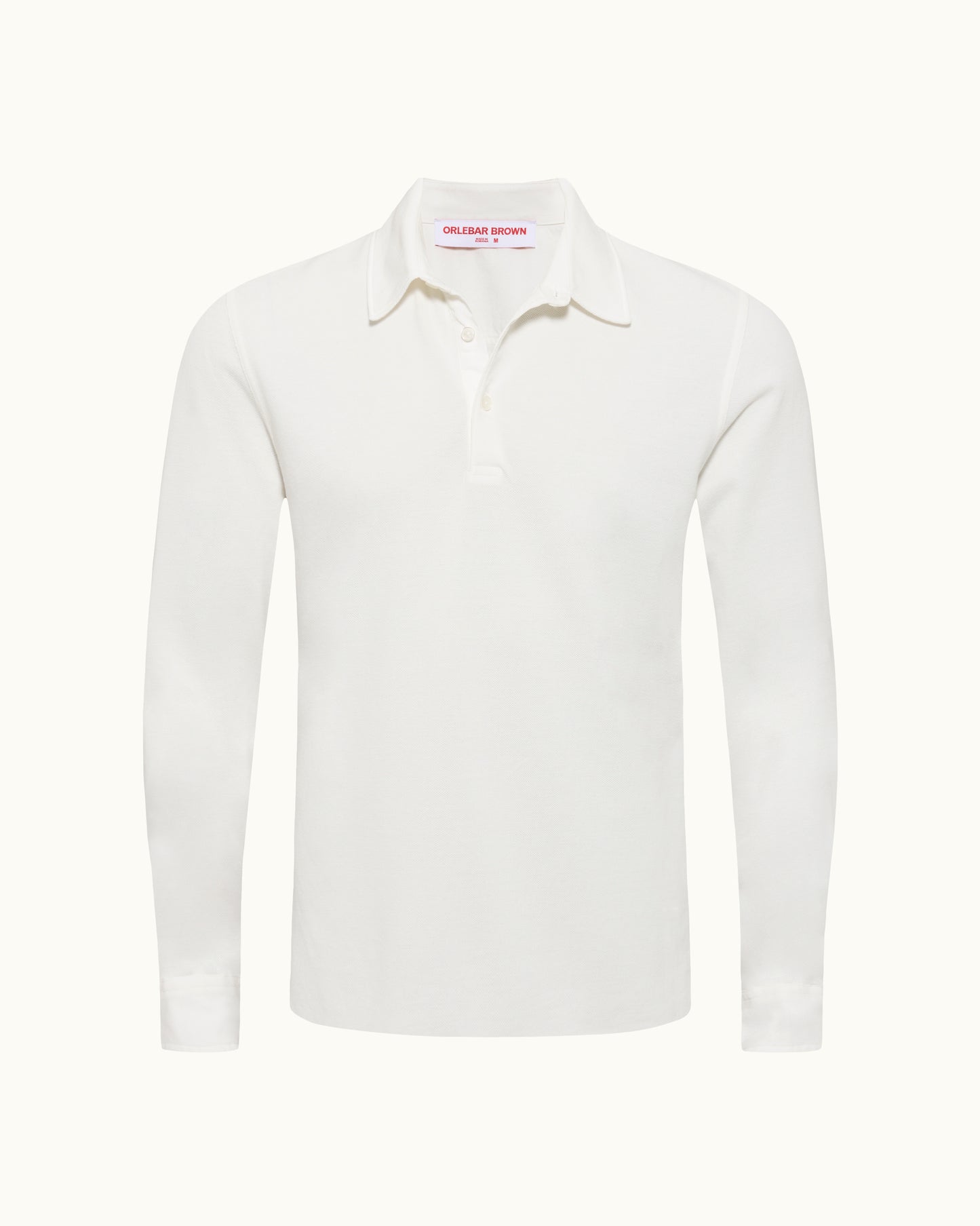 White long-sleeve polo shirt on a white background
