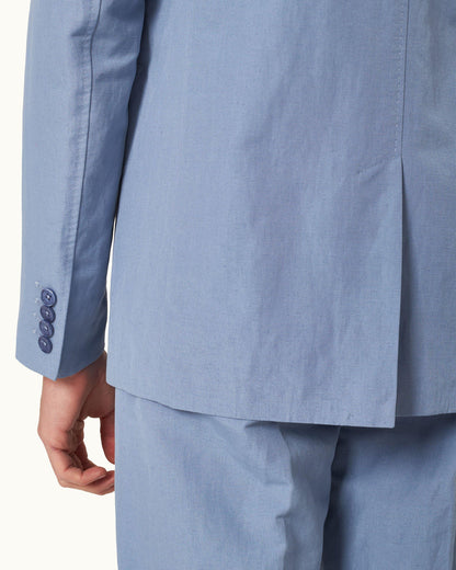 Garret - Tailored Fit, Italian Made, Two-Button Unstructured Blazer in Springfield Blue Detail 2