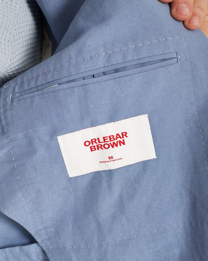 Garret - Tailored Fit, Italian Made, Two-Button Unstructured Blazer in Springfield Blue Detail 3