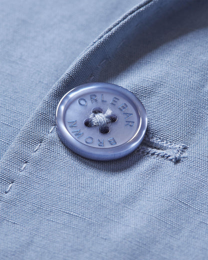 Garret - Tailored Fit, Italian Made, Two-Button Unstructured Blazer in Springfield Blue Detail Buckle