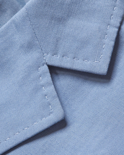 Garret - Tailored Fit, Italian Made, Two-Button Unstructured Blazer in Springfield Blue Detail Collar