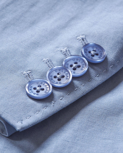 Garret - Tailored Fit, Italian Made, Two-Button Unstructured Blazer in Springfield Blue Detail Hood