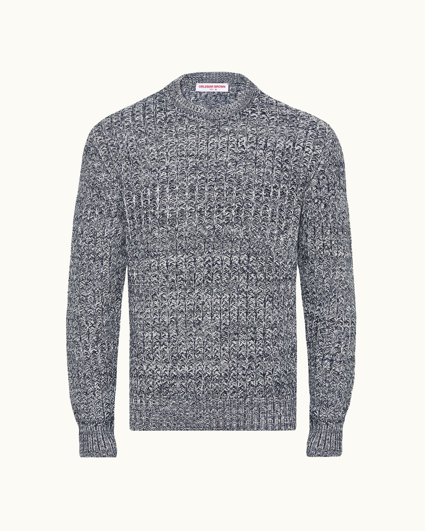 Grey crochet knit sweater on white background