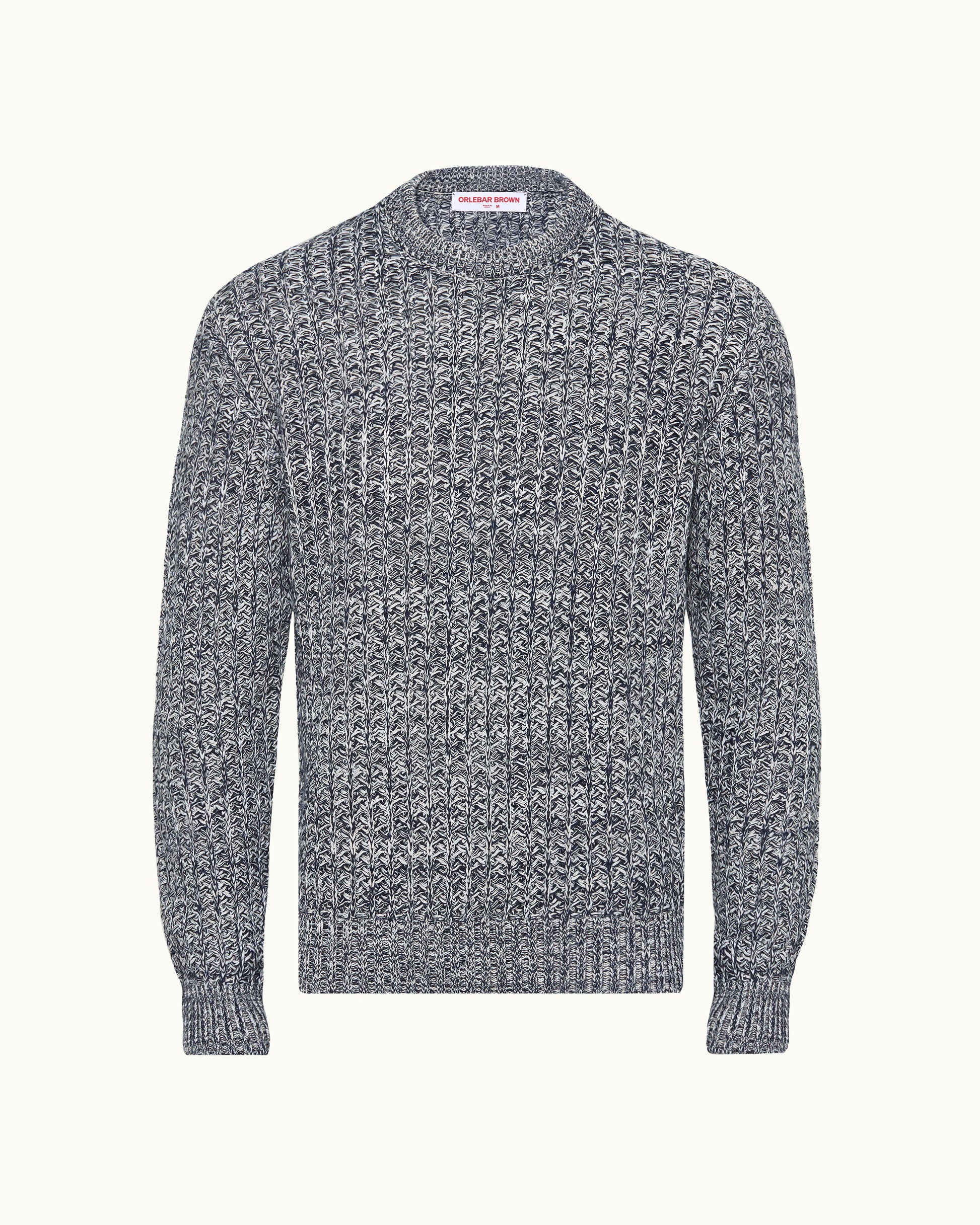 Grey crochet knit sweater on white background