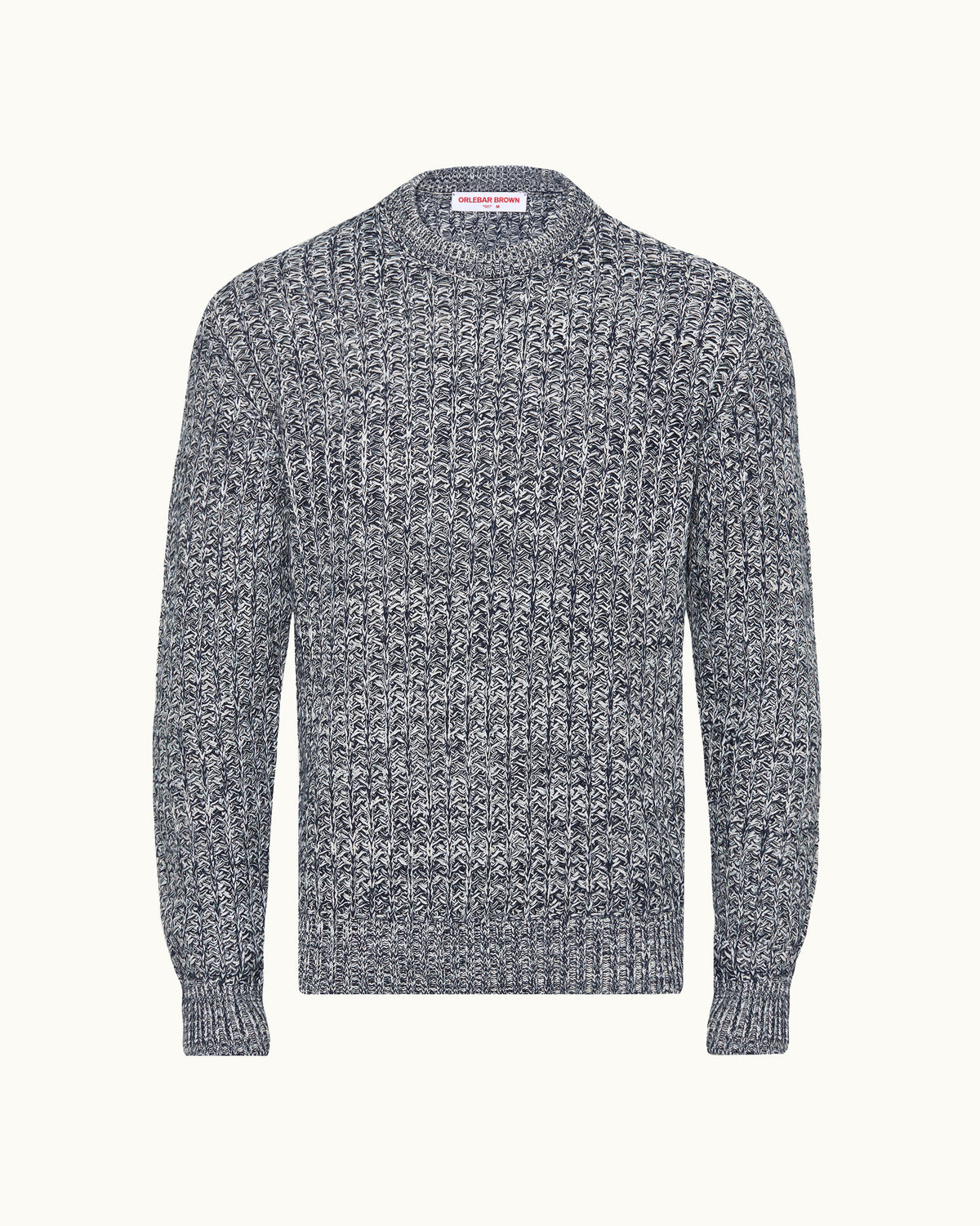 Grey crochet knit sweater on white background
