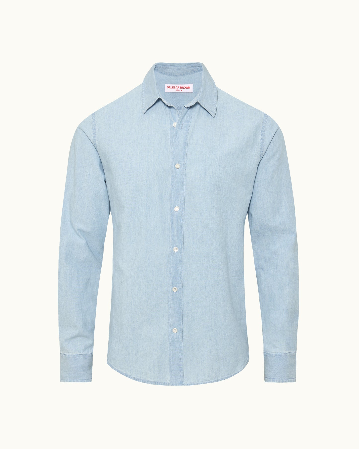 Light blue button-up shirt on a white background