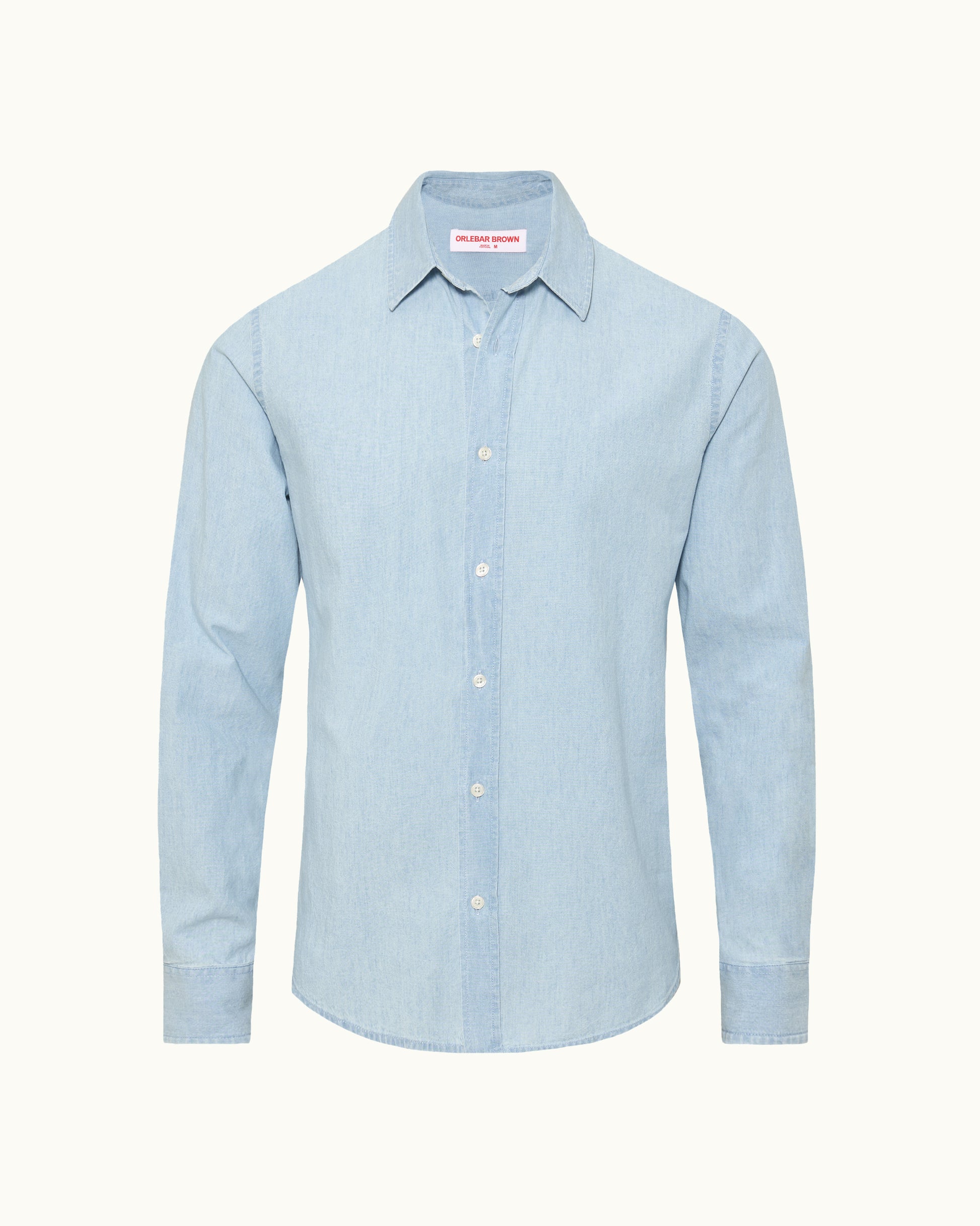 Light blue button-up shirt on a white background