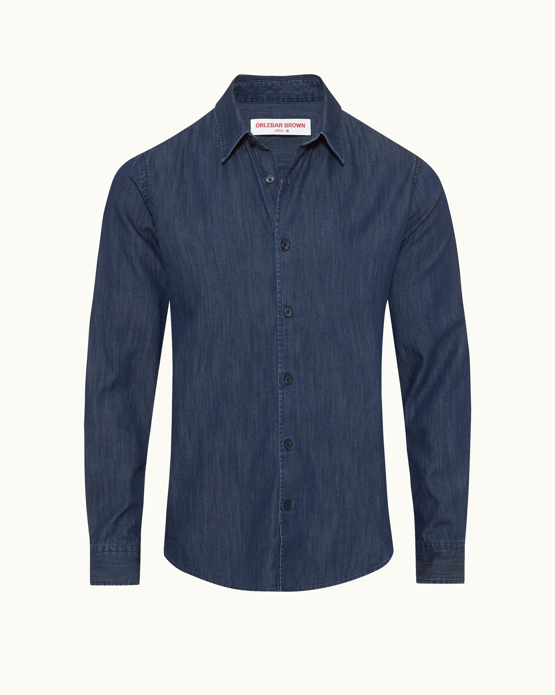 indigo blue mens dress shirt Ash & Erie Indigo Melange Natural Performance Stretch Shirt for Short Men Indigo / XL / Standard