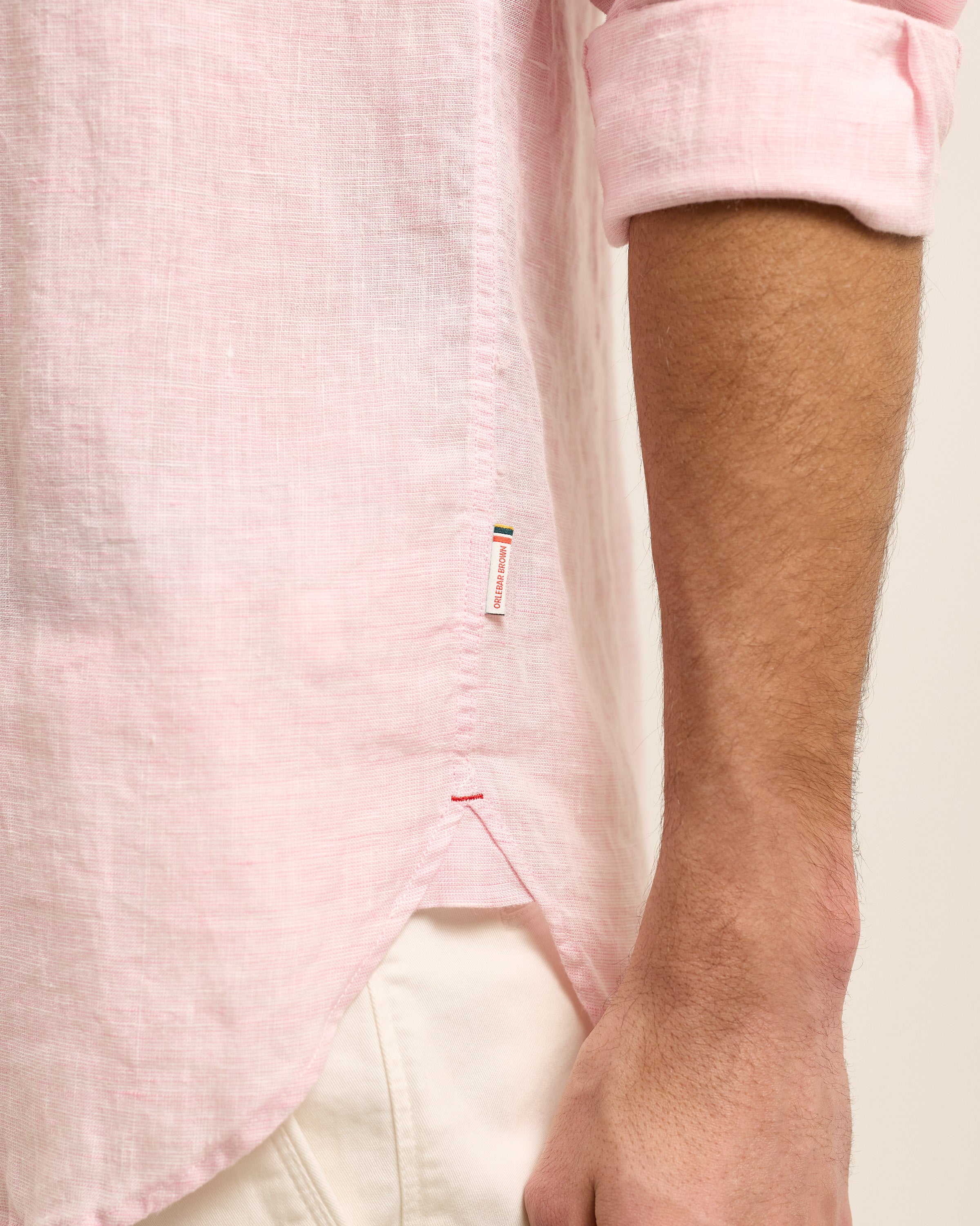 Giles Linen - Pale Pink/White Classic Collar Tailored Fit Linen