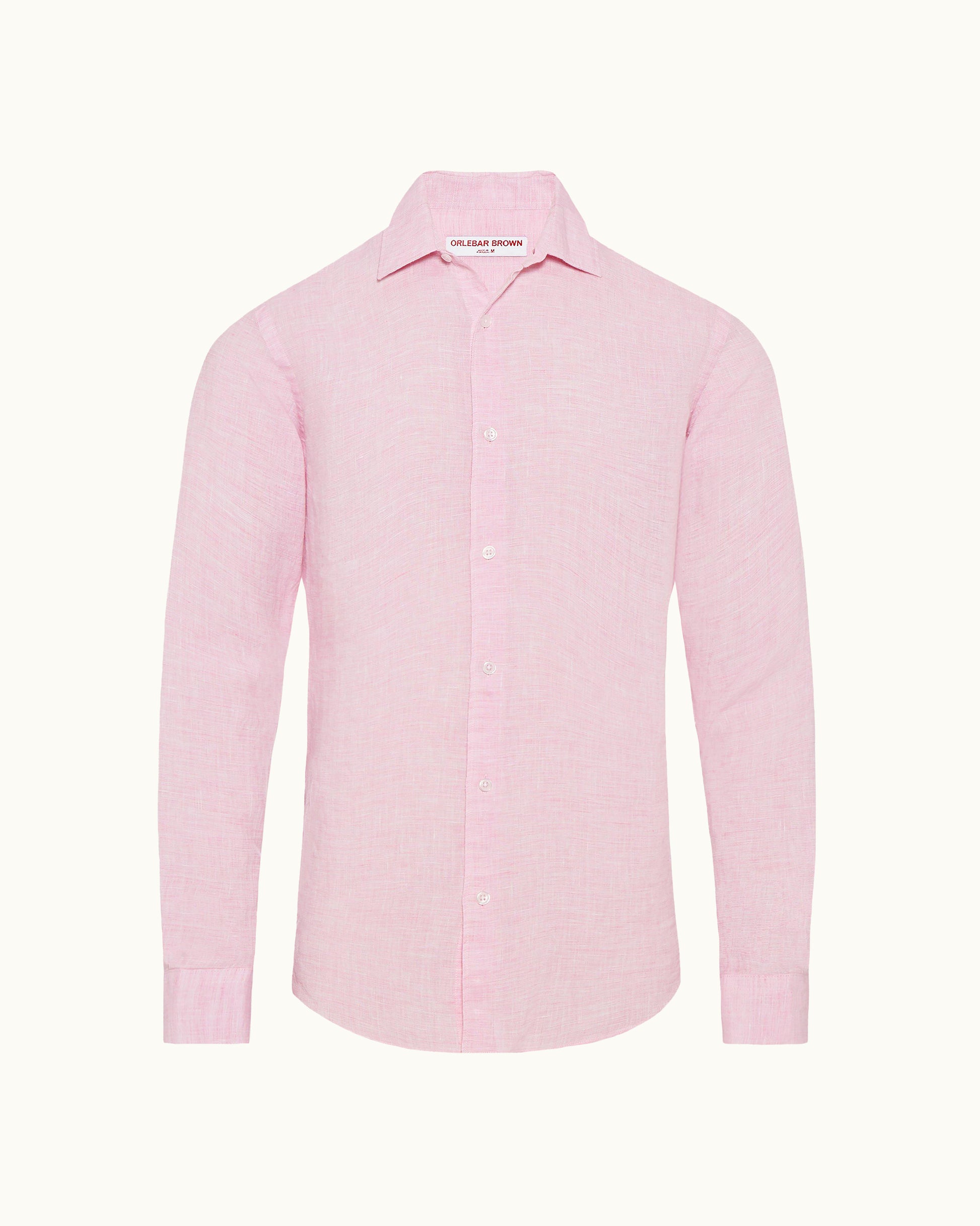 Giles Linen - PALE Pink/White Classic Collar Tailored Fit Linen Shirt | Orlebar Brown Giles Linen - PALE Pink/White Classic Collar Tailored Fit Linen Shirt | Orlebar Brown