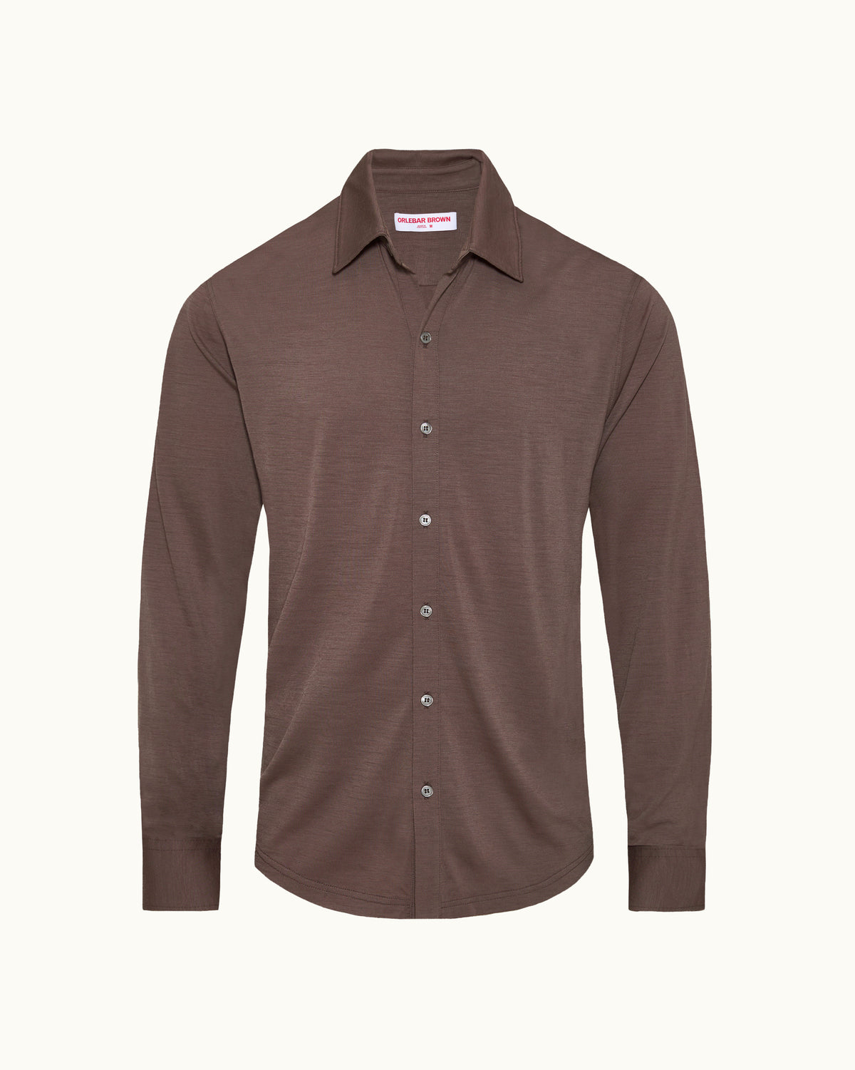 Brown long sleeve shirt on a plain background