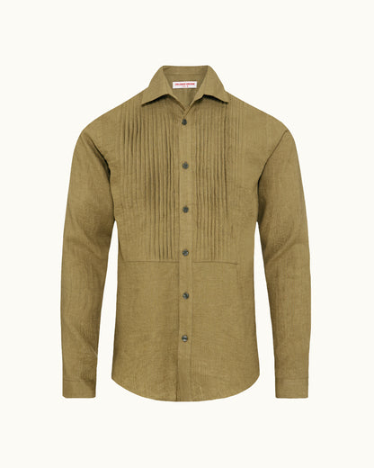 Orlebar Brown Camisa de lino con corte entallado y pechera
