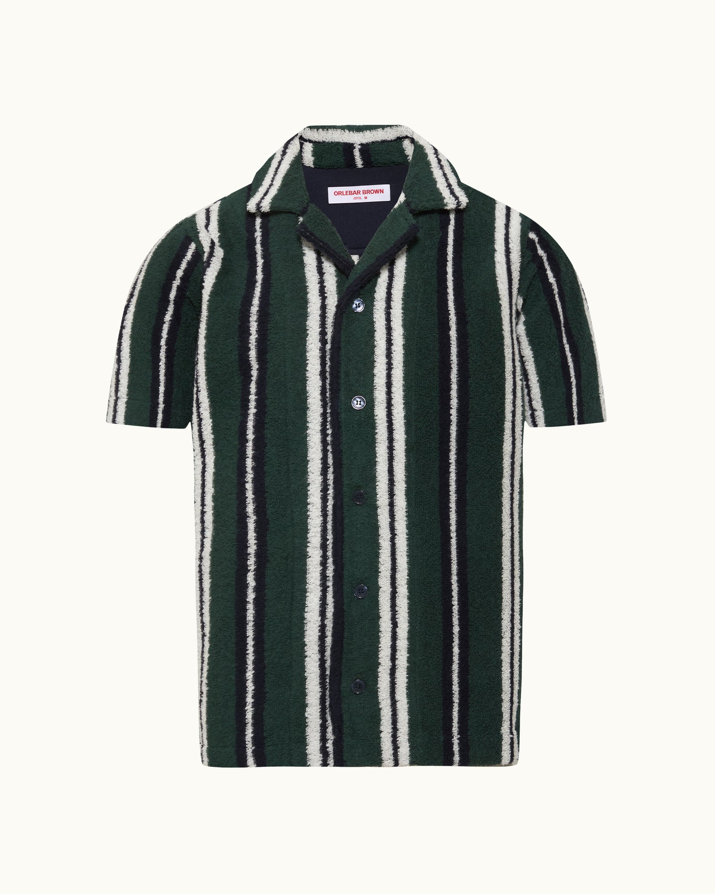 Green and white striped shirt on a white background