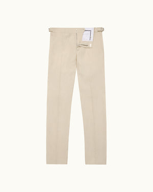 Griffon Lino - Tailored Fit Smart Italian Linen Trousers in Chai Front View