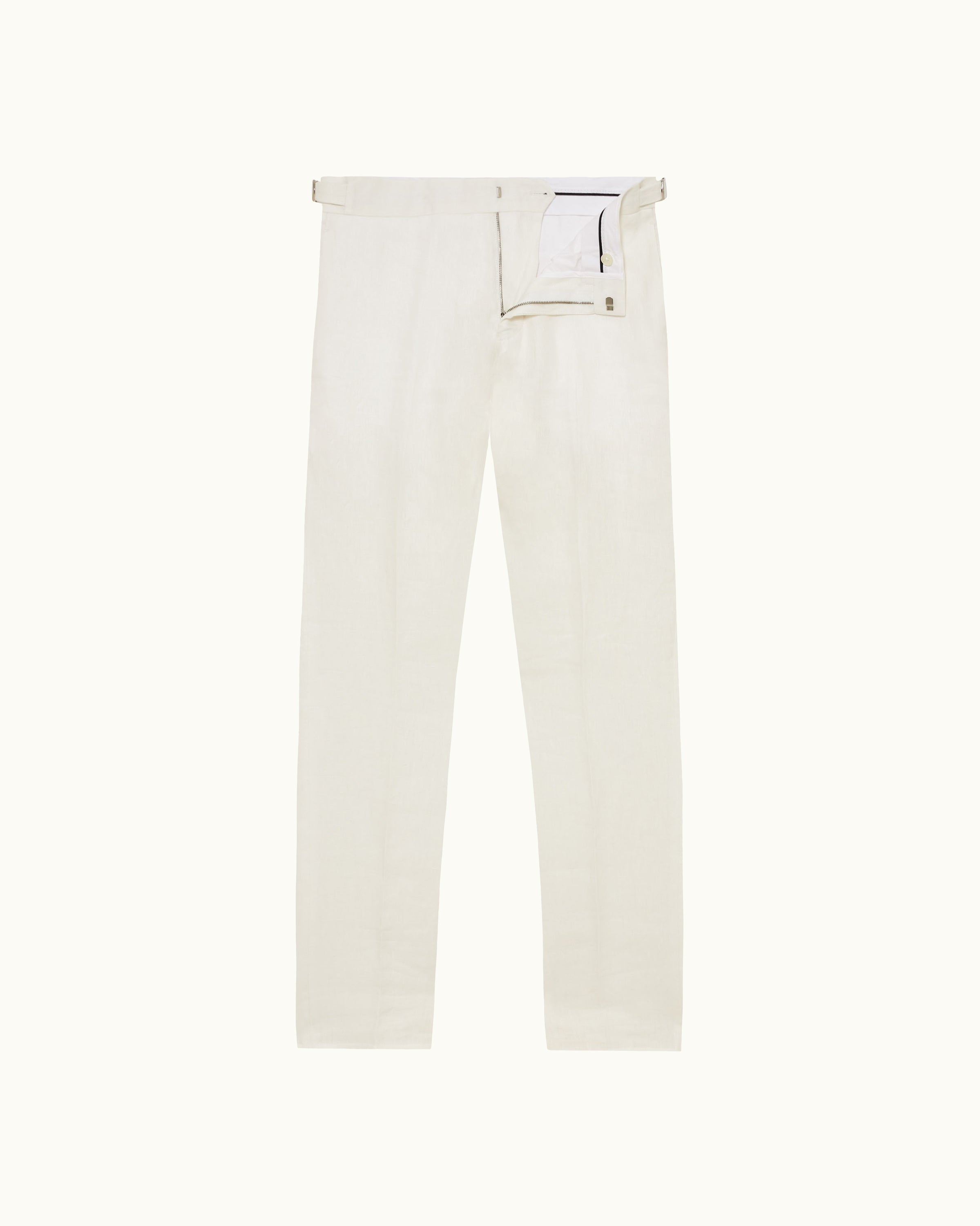 Orlebar Brown | Men's Tailored Fit Italian Linen Trousers in White