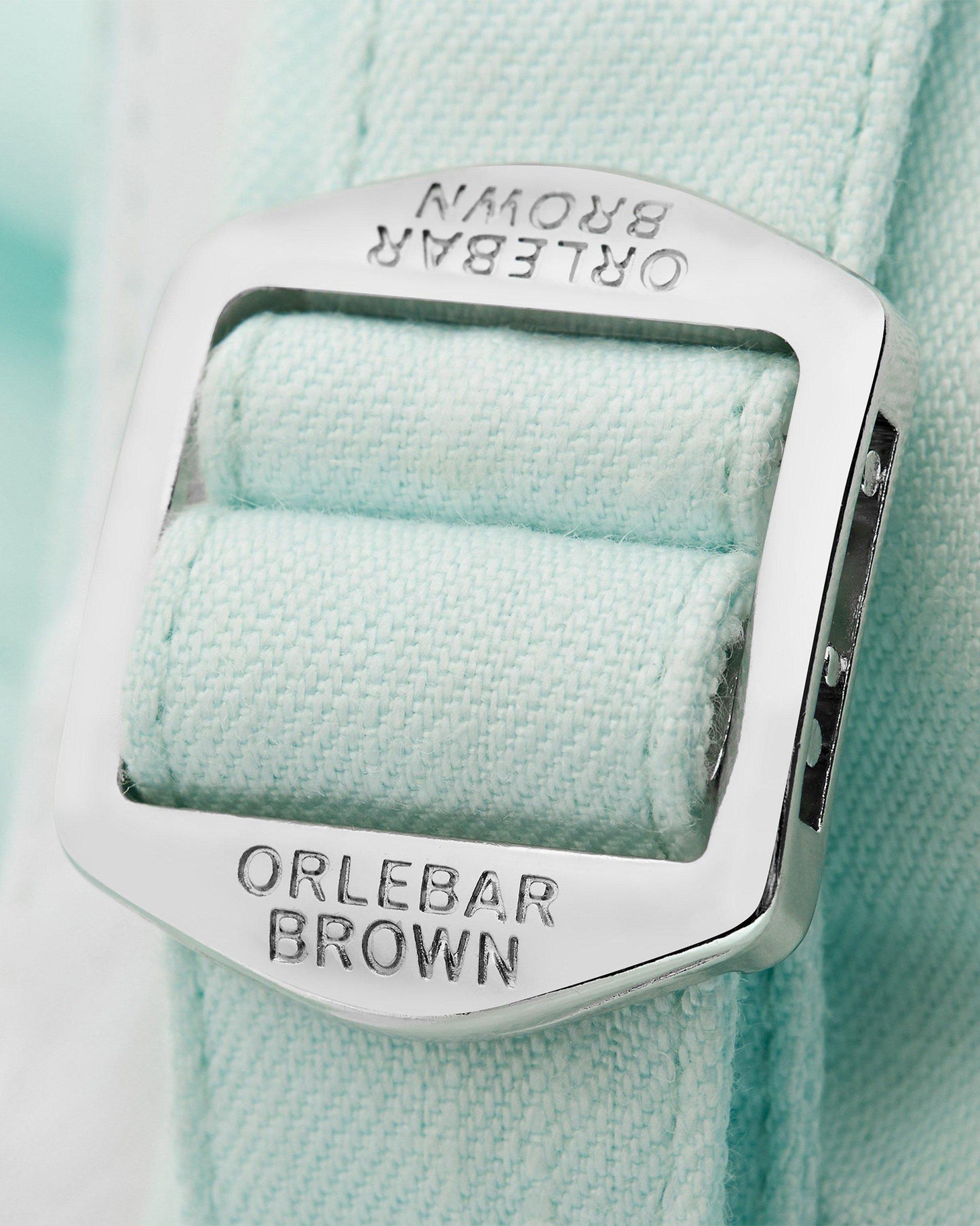 Griffon Linen - Mens Clear Sky Tailored Fit Washed Linen Trousers Buckle Detail View