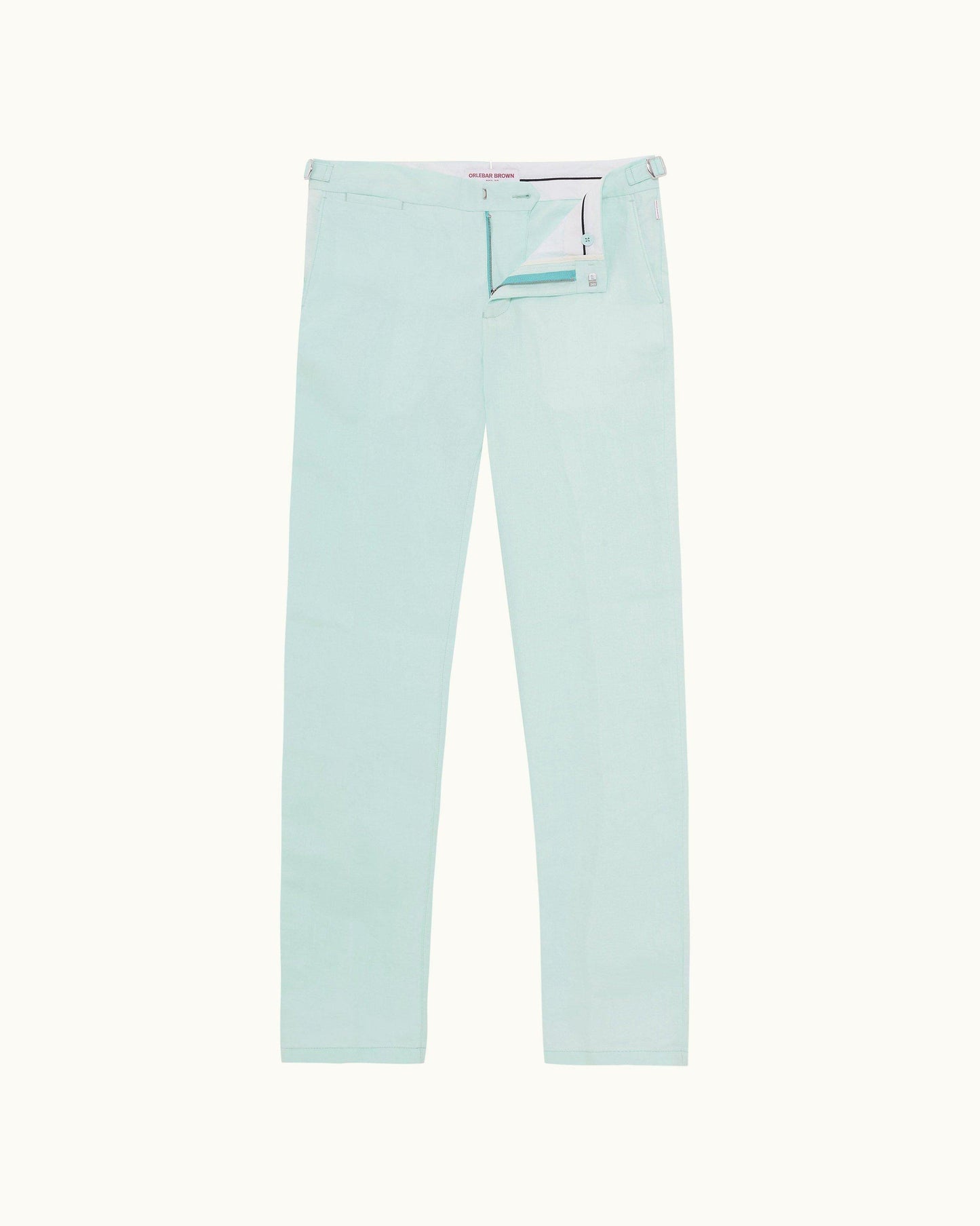 Griffon Linen - Mens Clear Sky Tailored Fit Washed Linen Trousers Front View