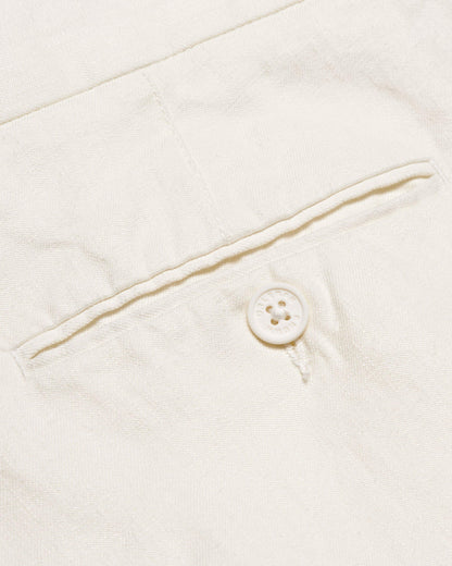 Griffon Linen - Mens Tailored Fit Washed Linen Trousers In White Detail View