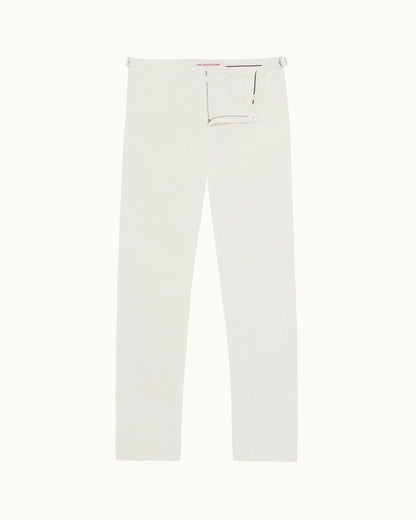 Griffon Linen - Mens Tailored Fit Washed Linen Trousers In White Front View