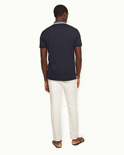 Griffon Linen - Mens Tailored Fit Washed Linen Trousers In White Back Model View