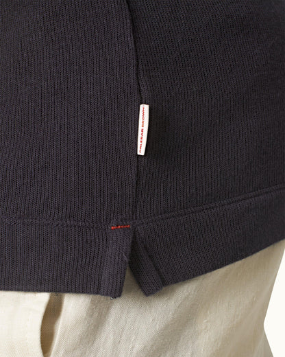 Harrison Cashmere - Mens Classic Fit Long-Sleeve Modal-Cashmere T-Shirt In Night Iris Blue Detail 1 View