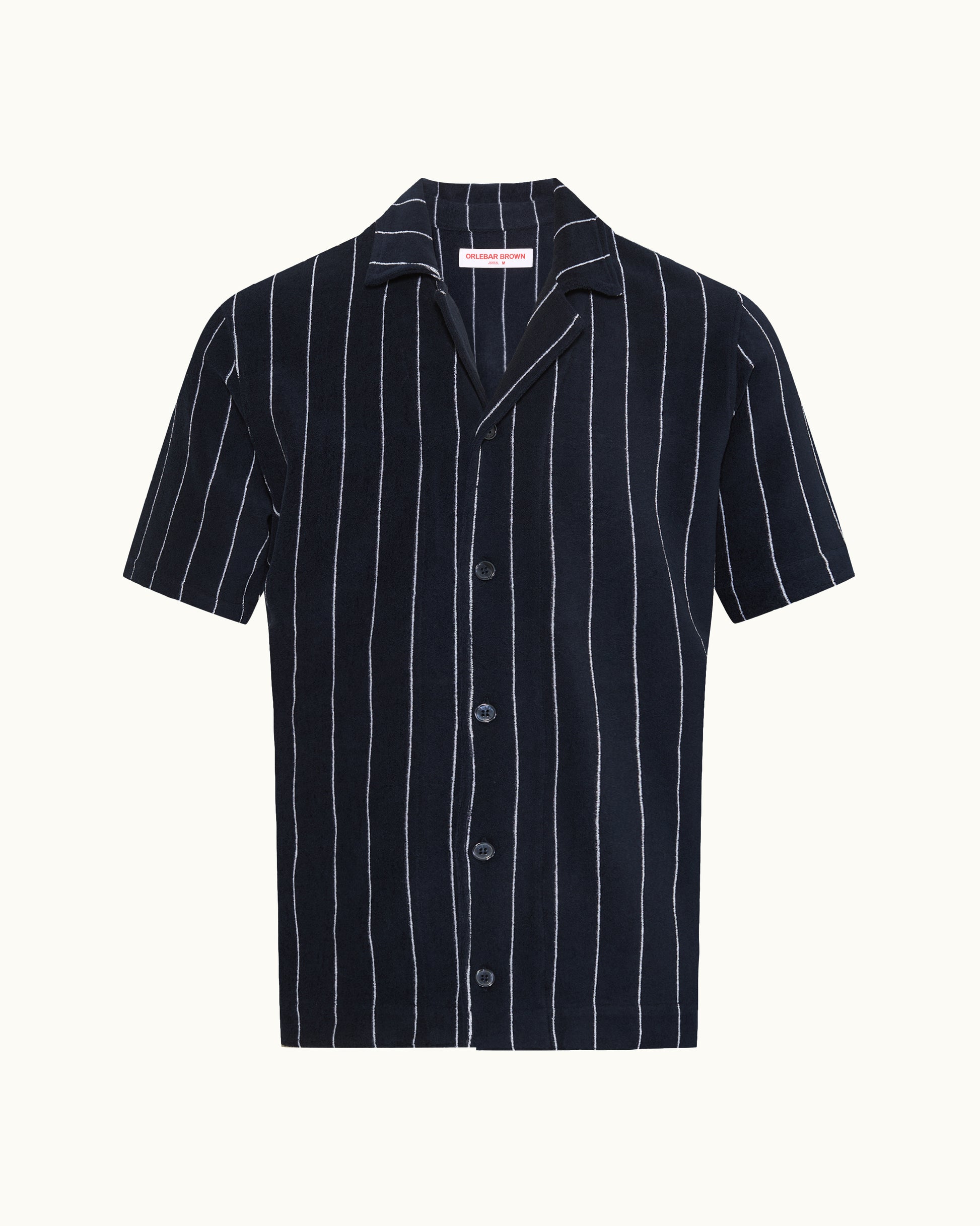 Black pinstripe shirt on a white background