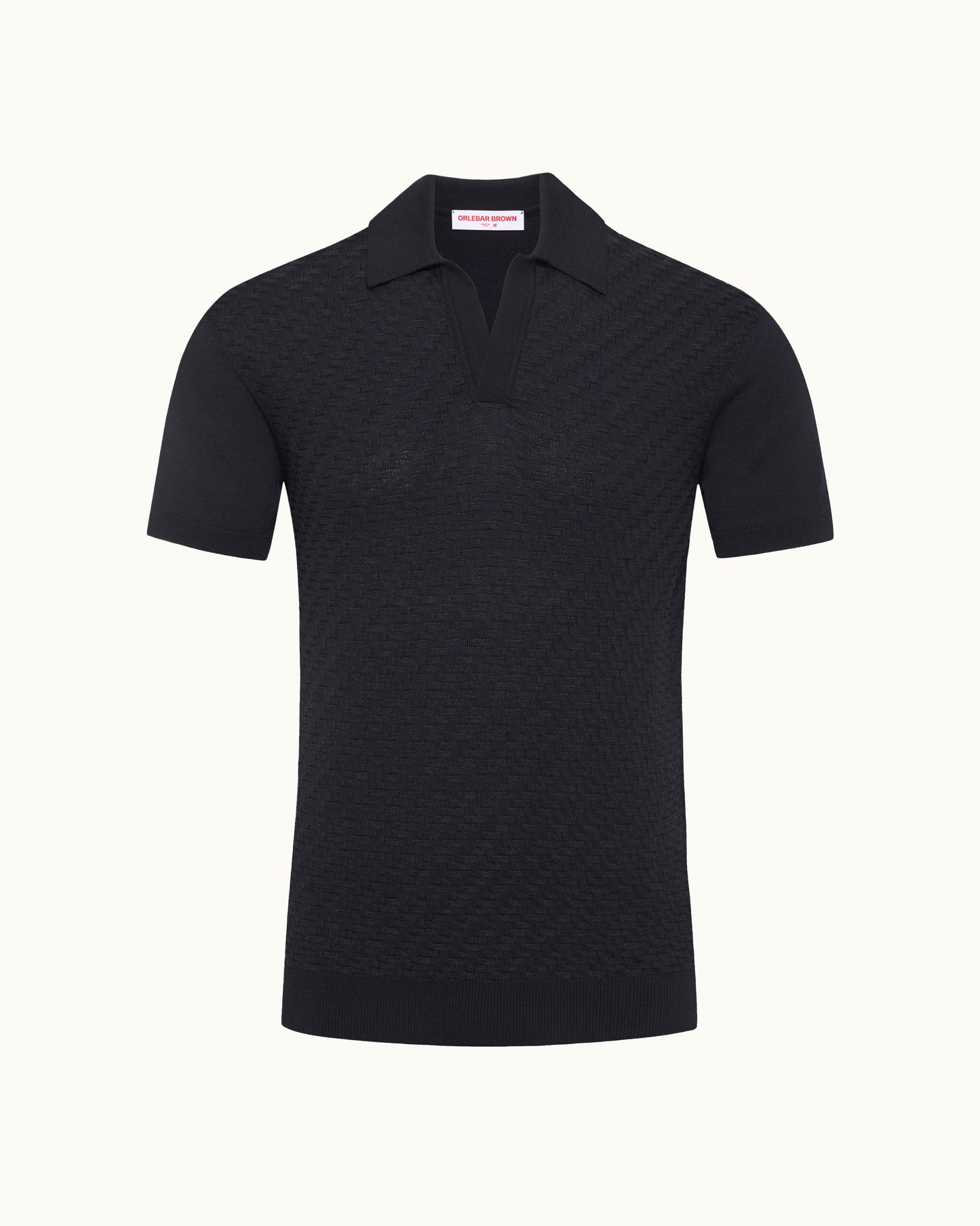Dark navy polo shirt on a white background