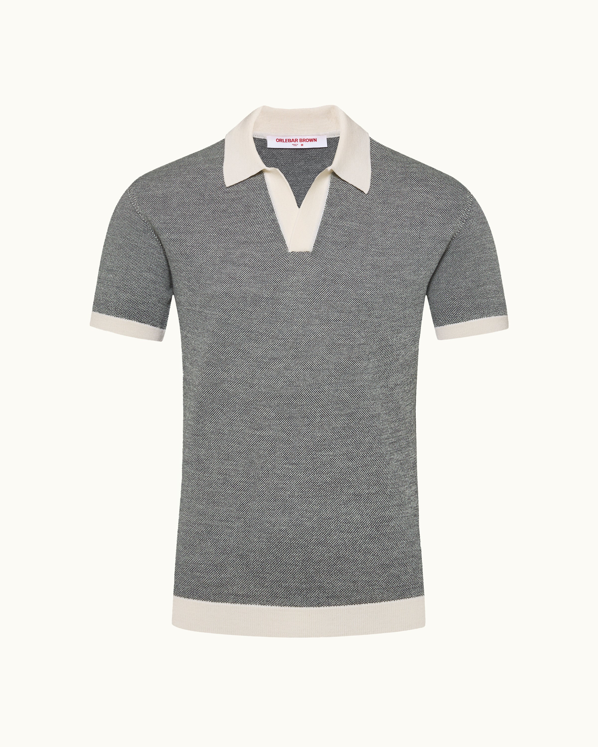 Orlebar Brown | Men's Tailored Fit Contrast Texture Merino Polo