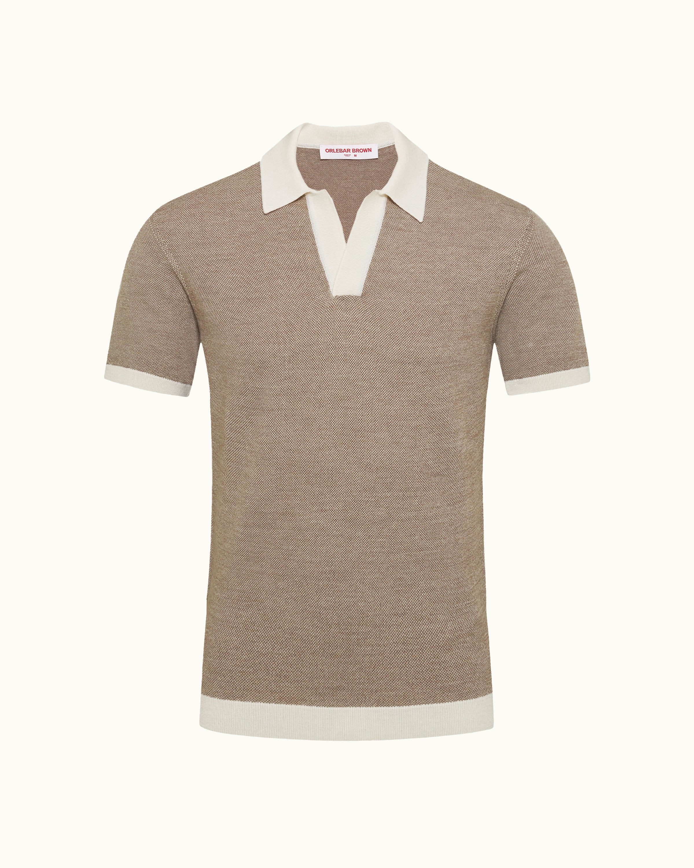 Brown Contrast Polo Shirt | Tailored Two-Tone Style – ORLEBAR BROWN
