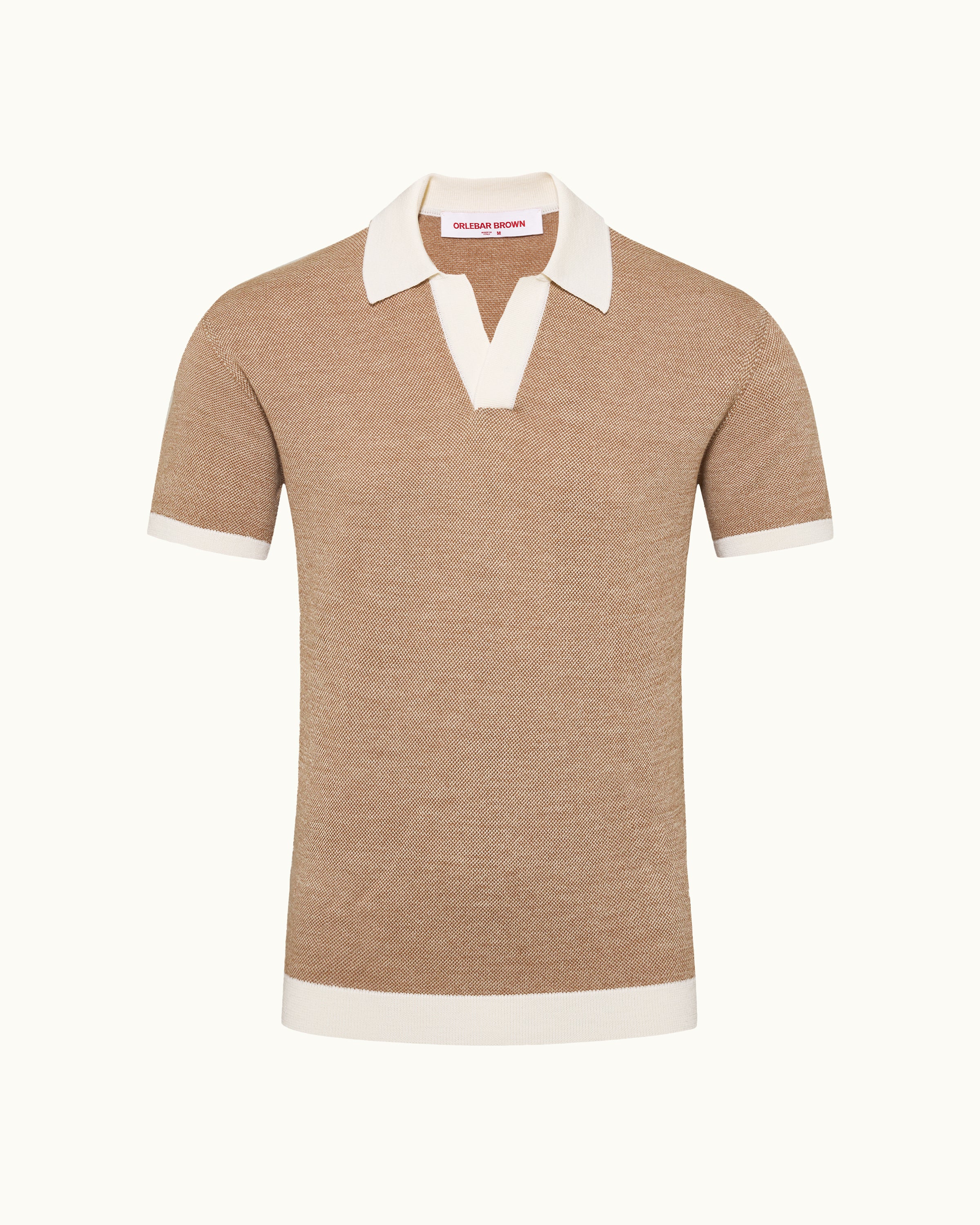Orlebar Brown | Men's Tailored Fit Contrast Texture Merino Polo